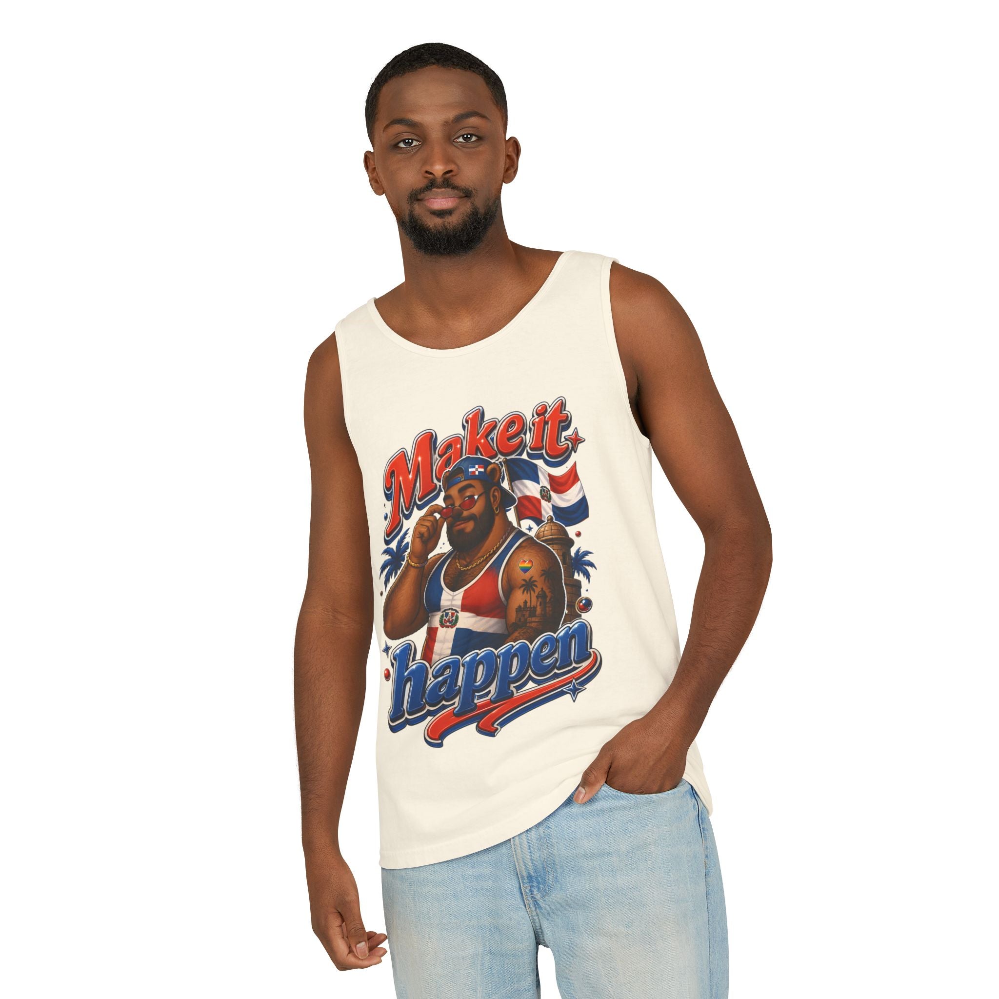 Make It Happen Tank Top — Retro Patriotic Motivational Muscle Tee