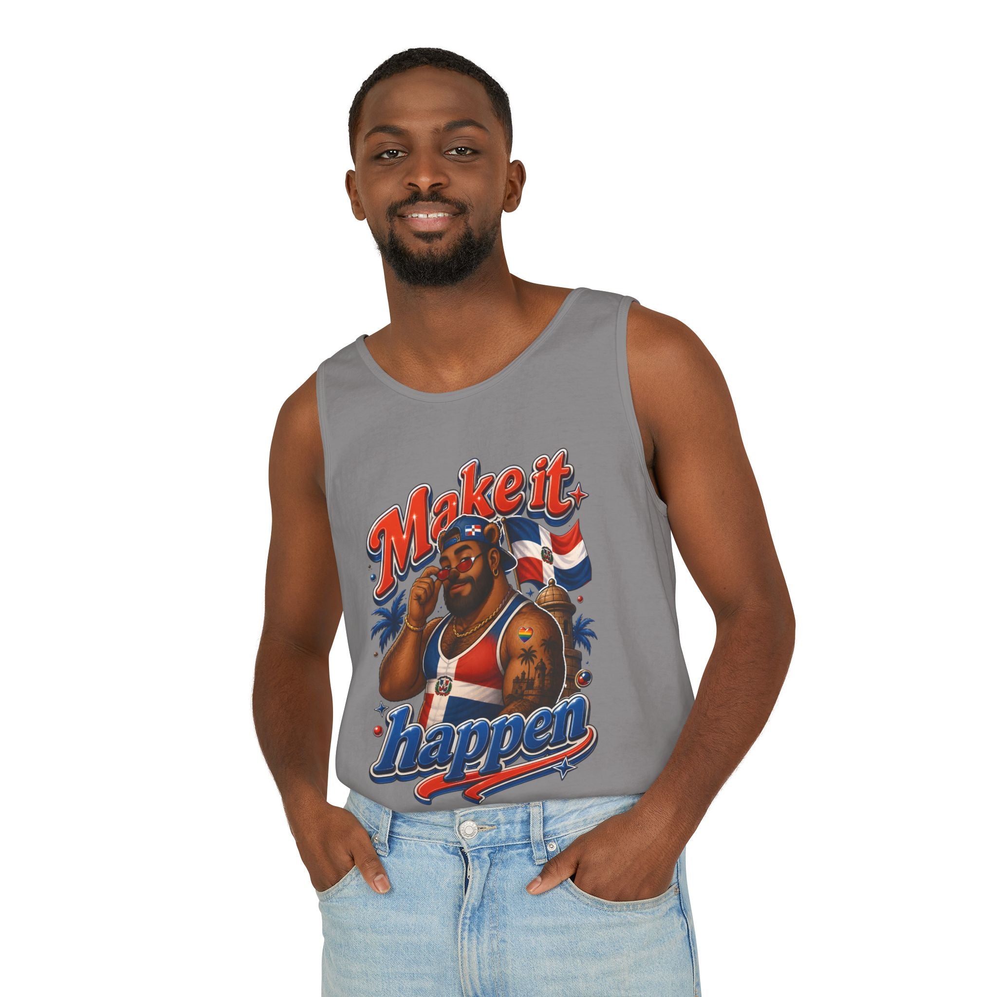 Make It Happen Tank Top — Retro Patriotic Motivational Muscle Tee
