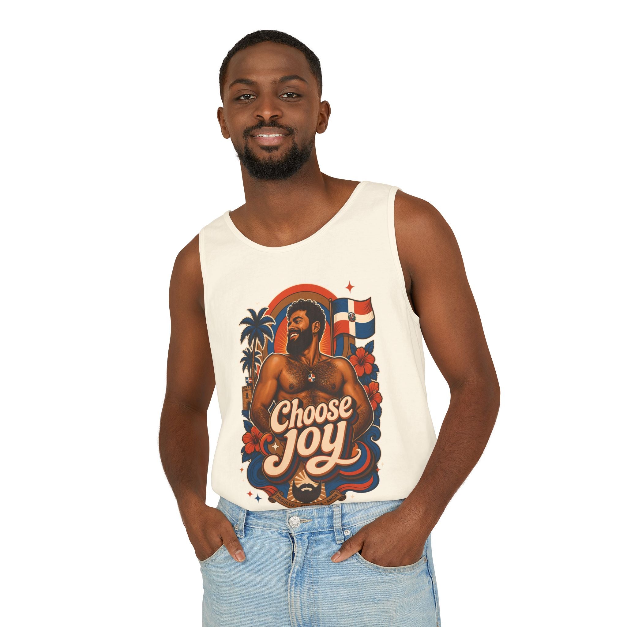 Choose Joy Tank Top — Vintage Tropical Pride Graphic Tank
