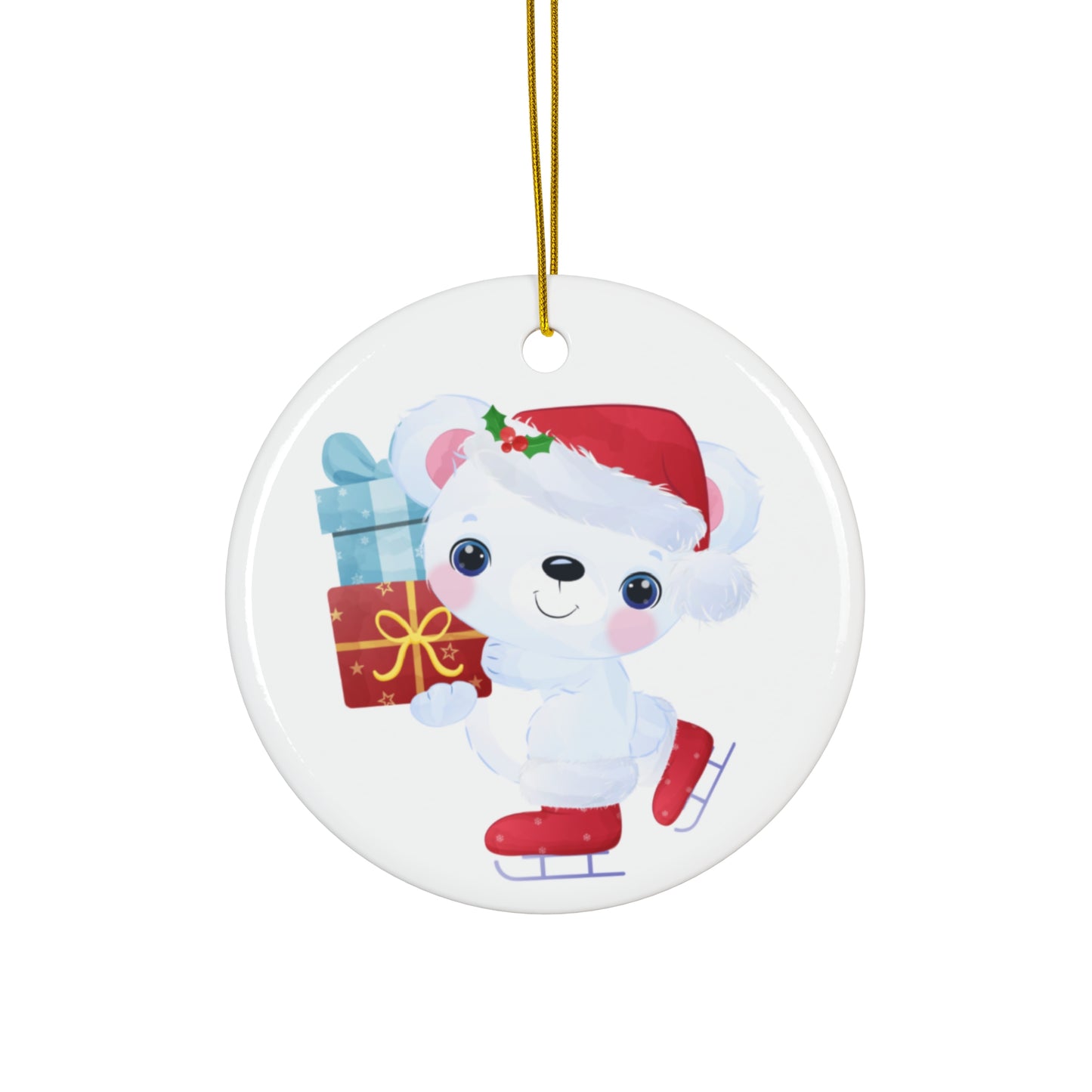 Festive Ice Skating Polar Bear Ornament - Cute Christmas Decoration for Holiday Cheer