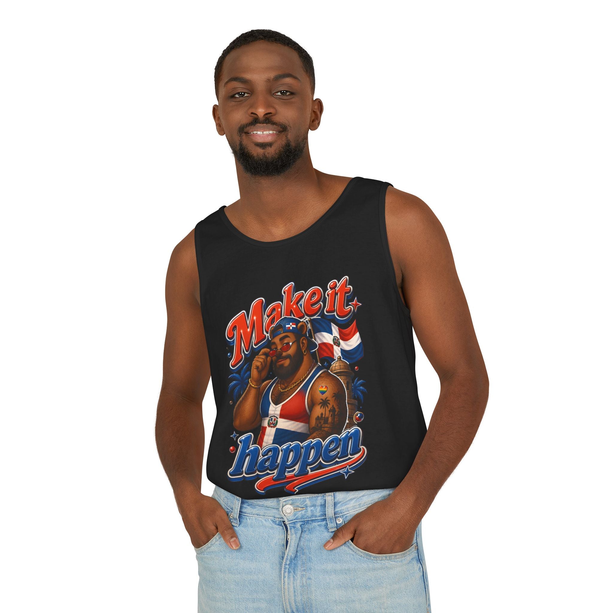 Make It Happen Tank Top — Retro Patriotic Motivational Muscle Tee