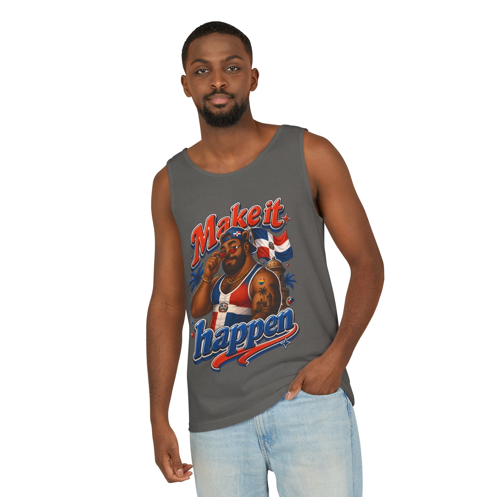 Make It Happen Tank Top — Retro Patriotic Motivational Muscle Tee