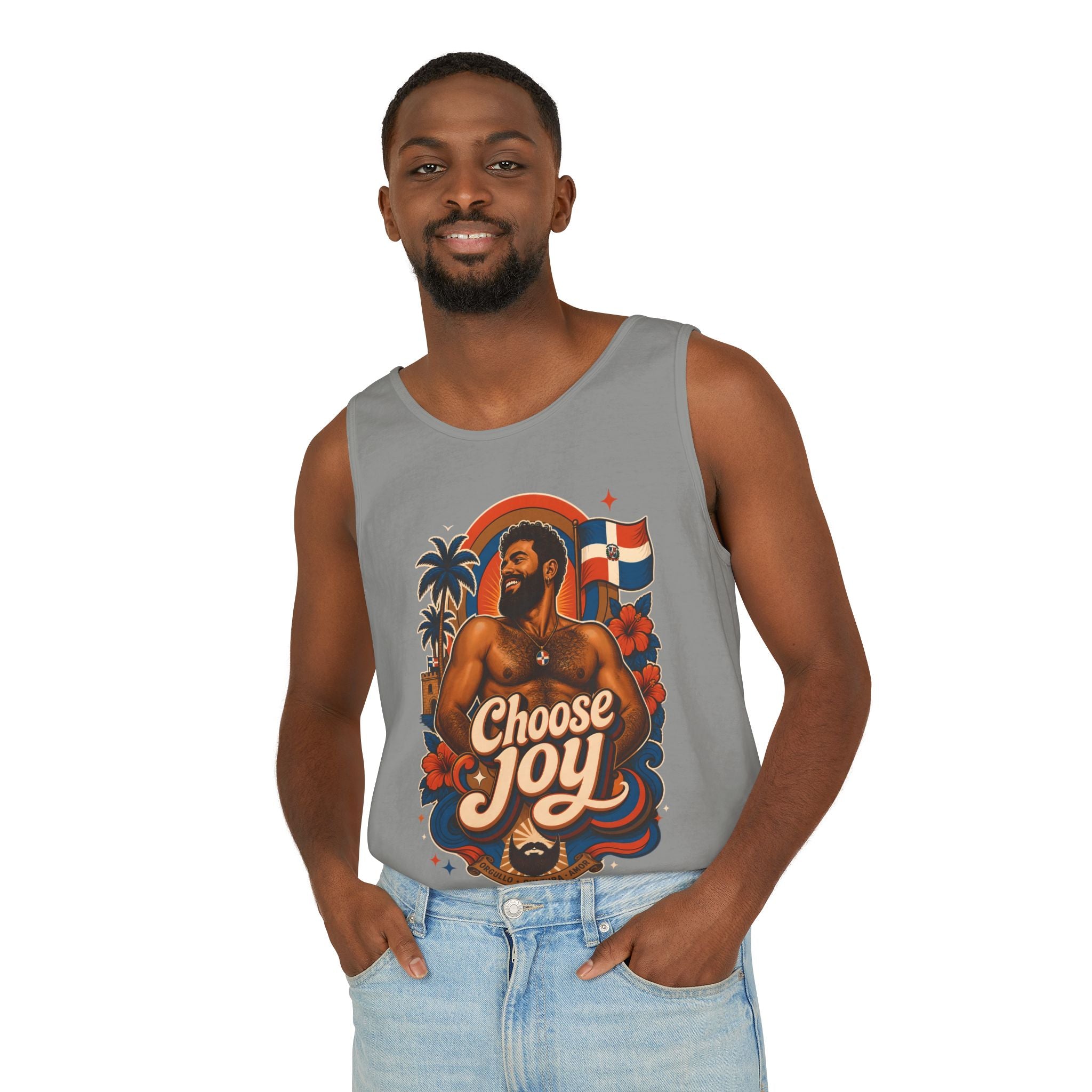 Choose Joy Tank Top — Vintage Tropical Pride Graphic Tank