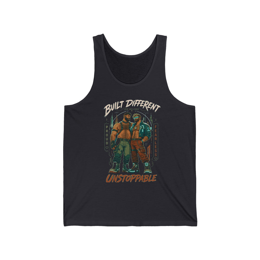 Unisex Tank Top — "Built Different, Unstoppable" Graphic Fitness Tank