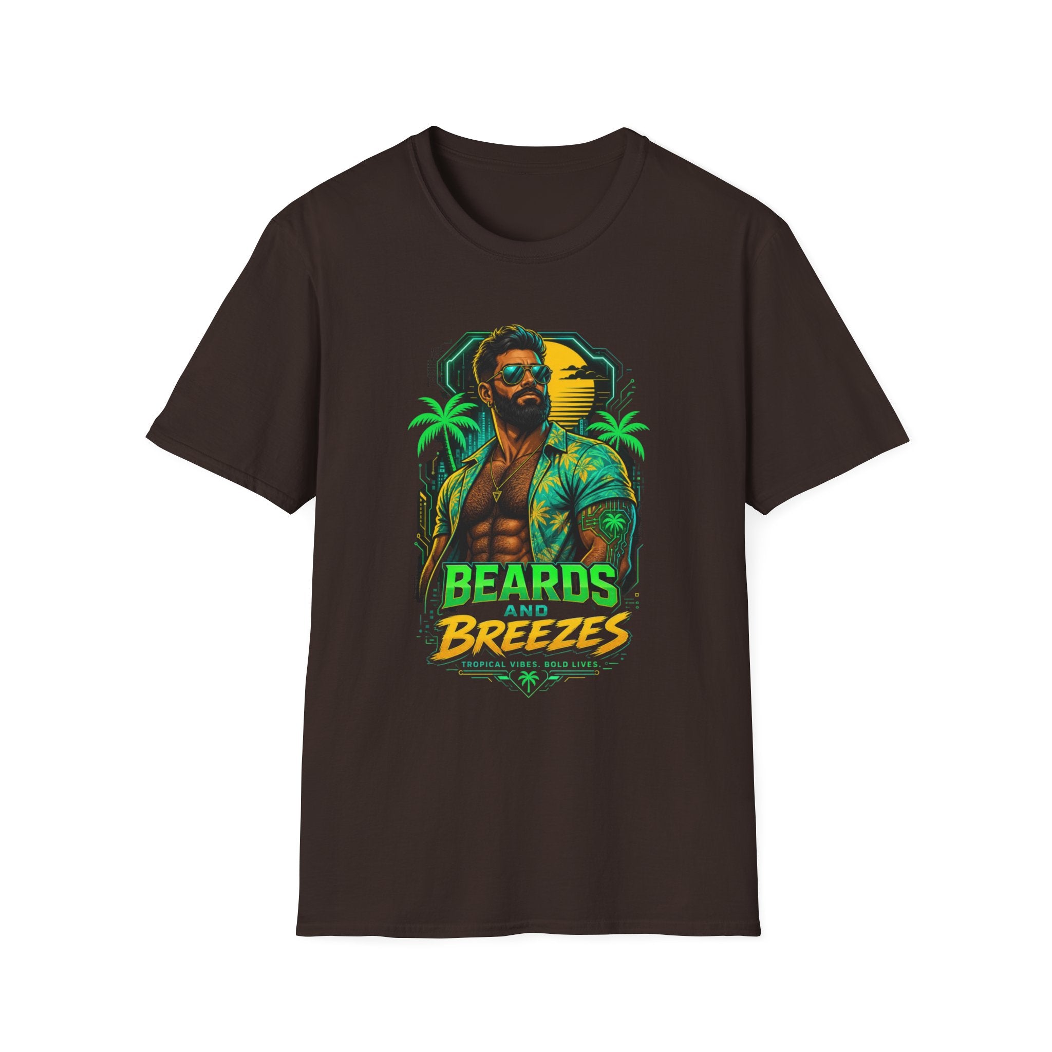 Beards and Breezes Tropical T-Shirt — Retro Beach Vibe Graphic Tee