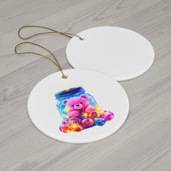 Charming Pink Bear in Jar Christmas Ornament - Whimsical Holiday Decor for a Festive Touch