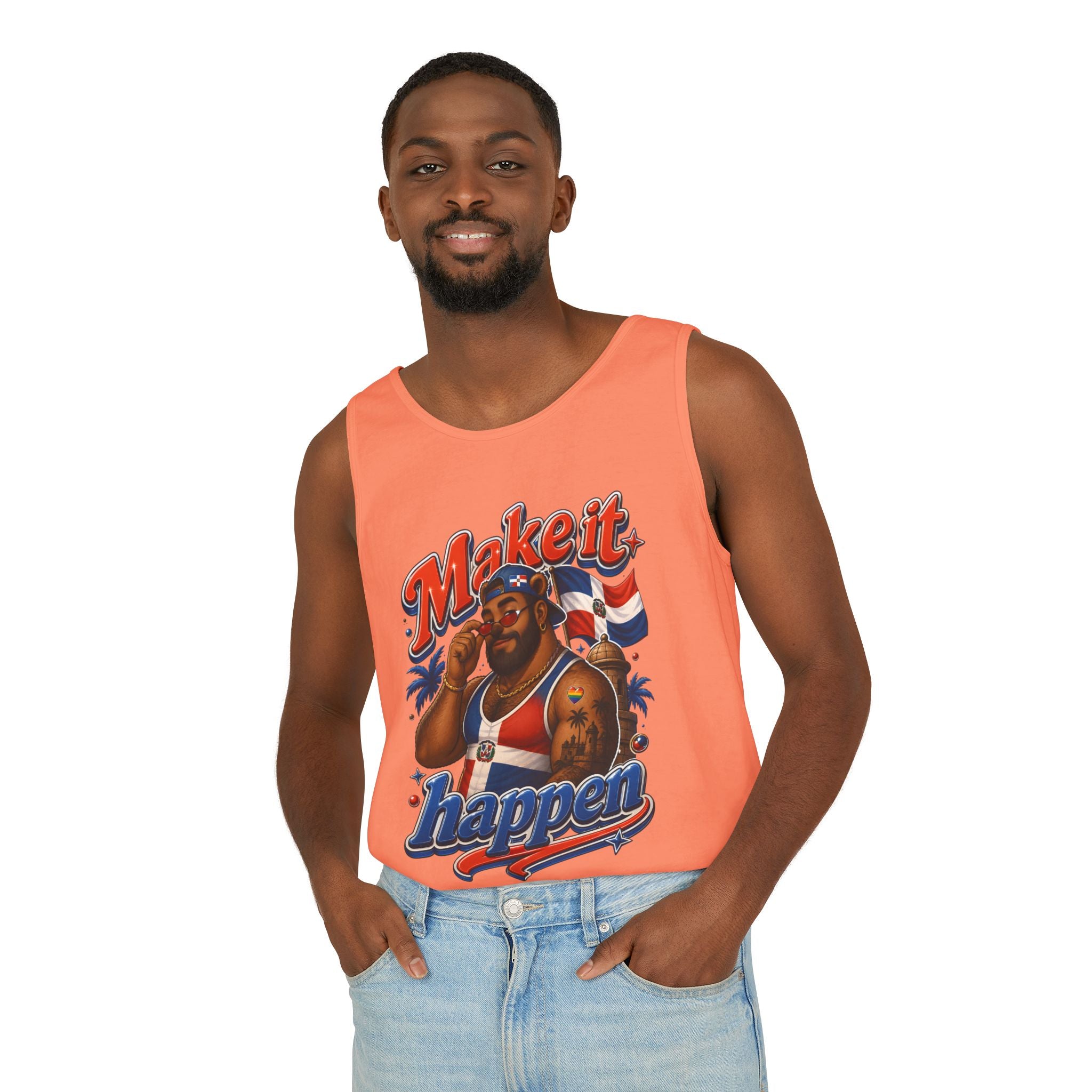 Make It Happen Tank Top — Retro Patriotic Motivational Muscle Tee