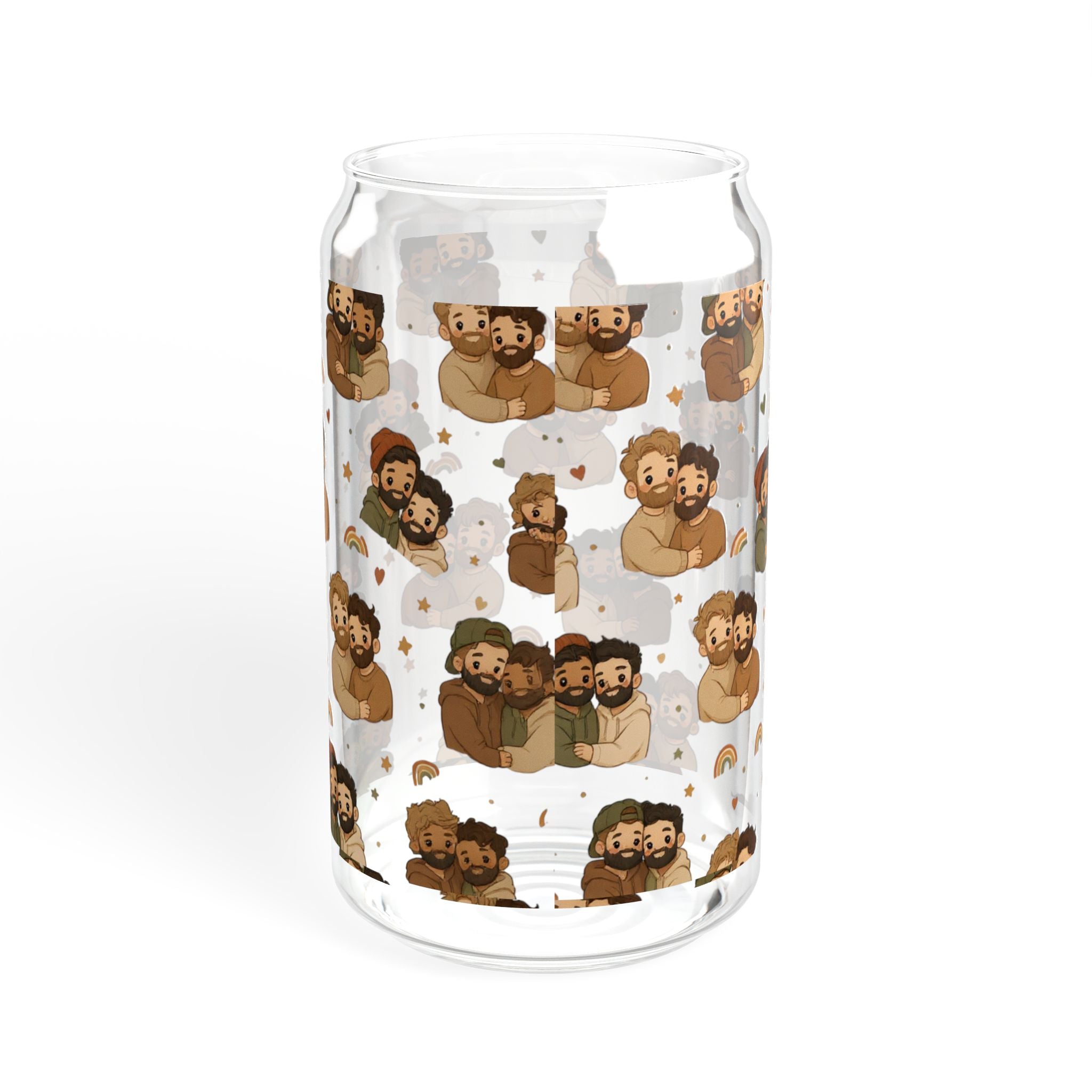 Bear Family 16oz Sipper Glass with Bamboo Lid – Cute Woodland Cubs Pattern