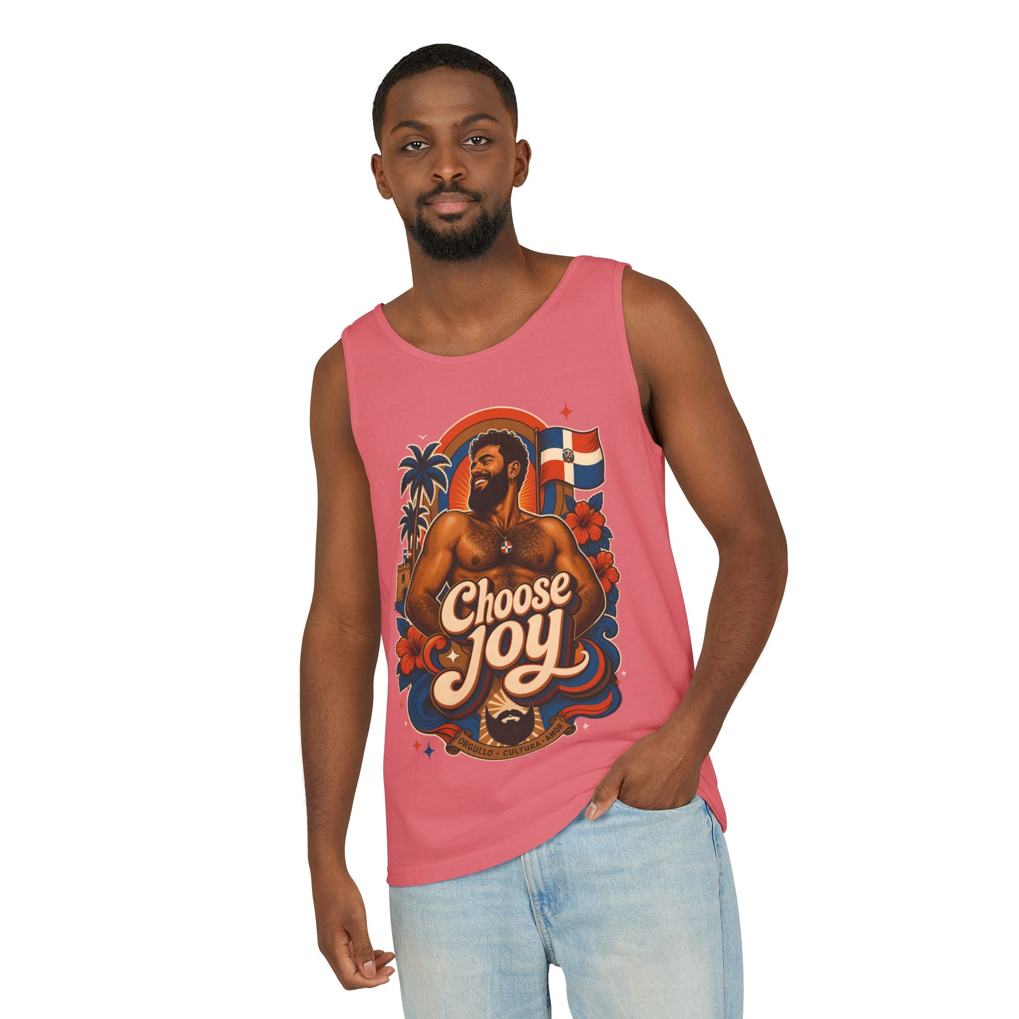 Choose Joy Tank Top — Vintage Tropical Pride Graphic Tank