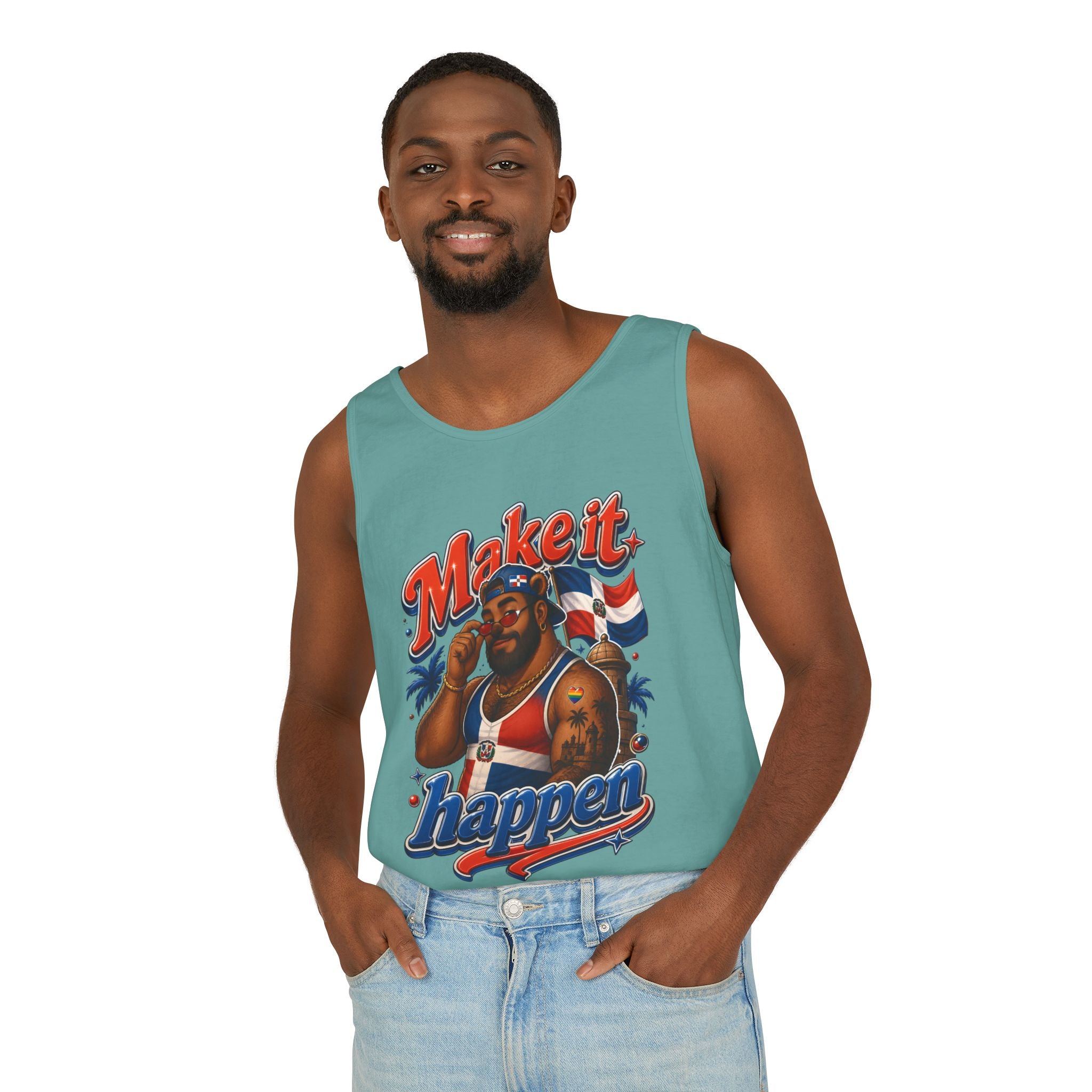 Make It Happen Tank Top — Retro Patriotic Motivational Muscle Tee
