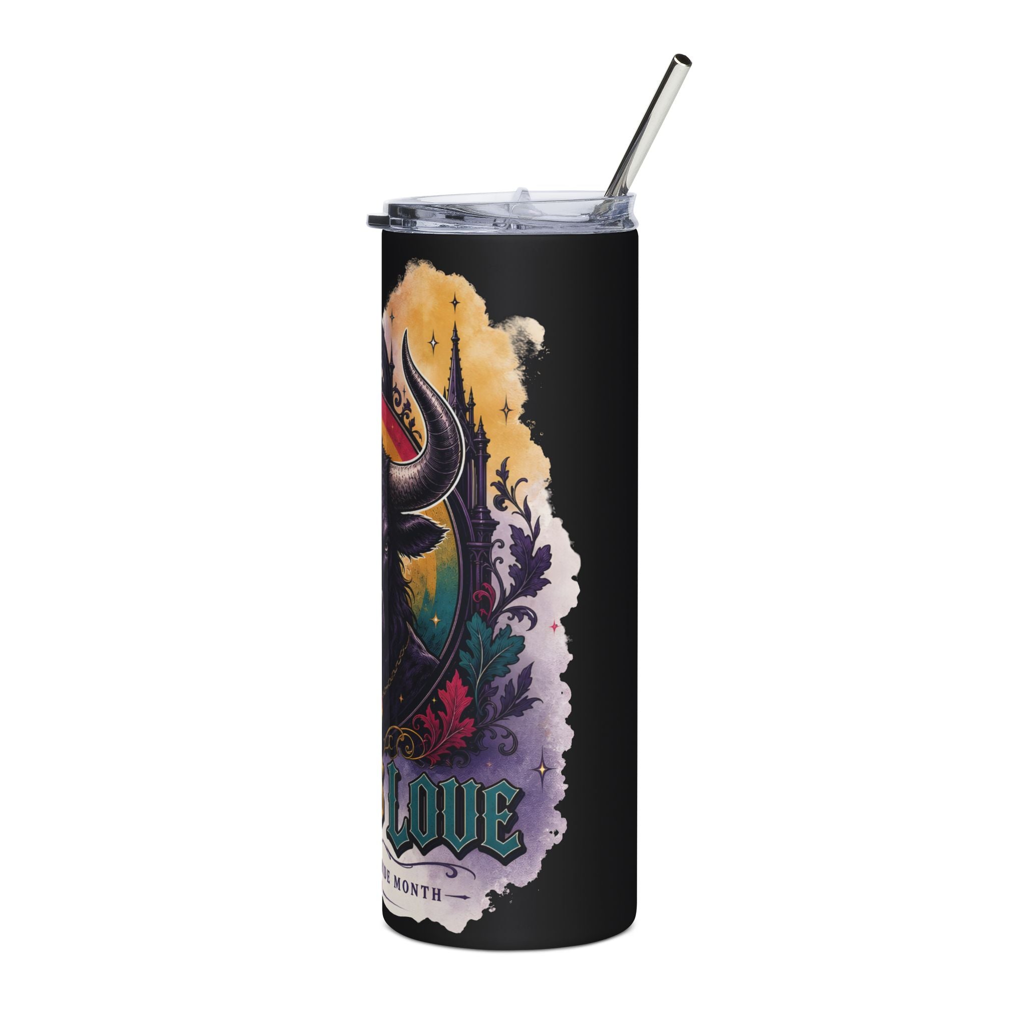 Pride Bull 20oz Stainless Tumbler — "Love Is Love" Rainbow Travel Cup