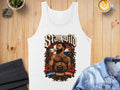 White tank top with "Stay Wild Dominican Heritage Month" graphic and man.