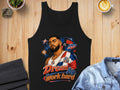Black tank top with Dominican Republic flag art and "Dream big work hard" text.