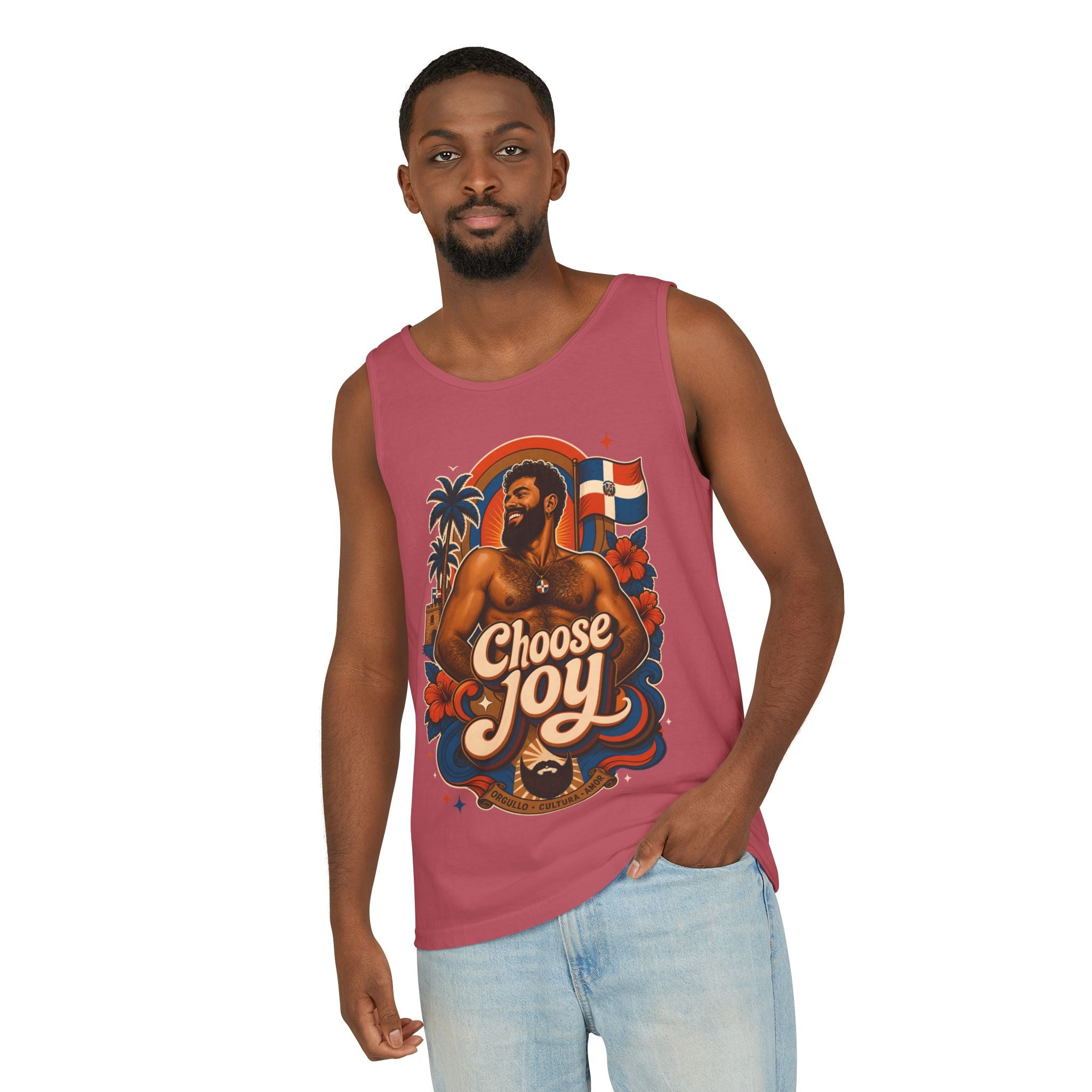 Choose Joy Tank Top — Vintage Tropical Pride Graphic Tank