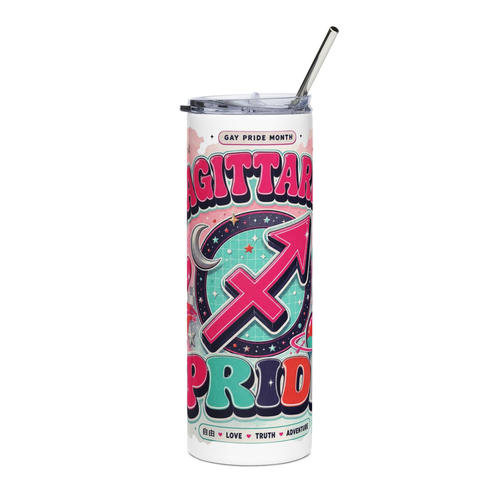 Sagittarius Pride 20oz Stainless Steel Tumbler – Astrological LGBTQ+ Zodiac Travel Mug