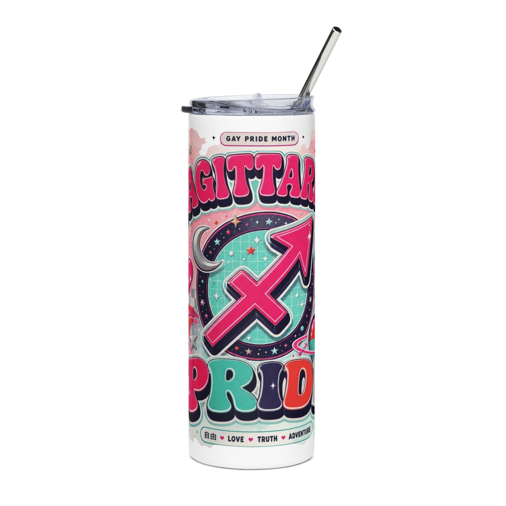 Sagittarius Pride 20oz Stainless Steel Tumbler – Astrological LGBTQ+ Zodiac Travel Mug