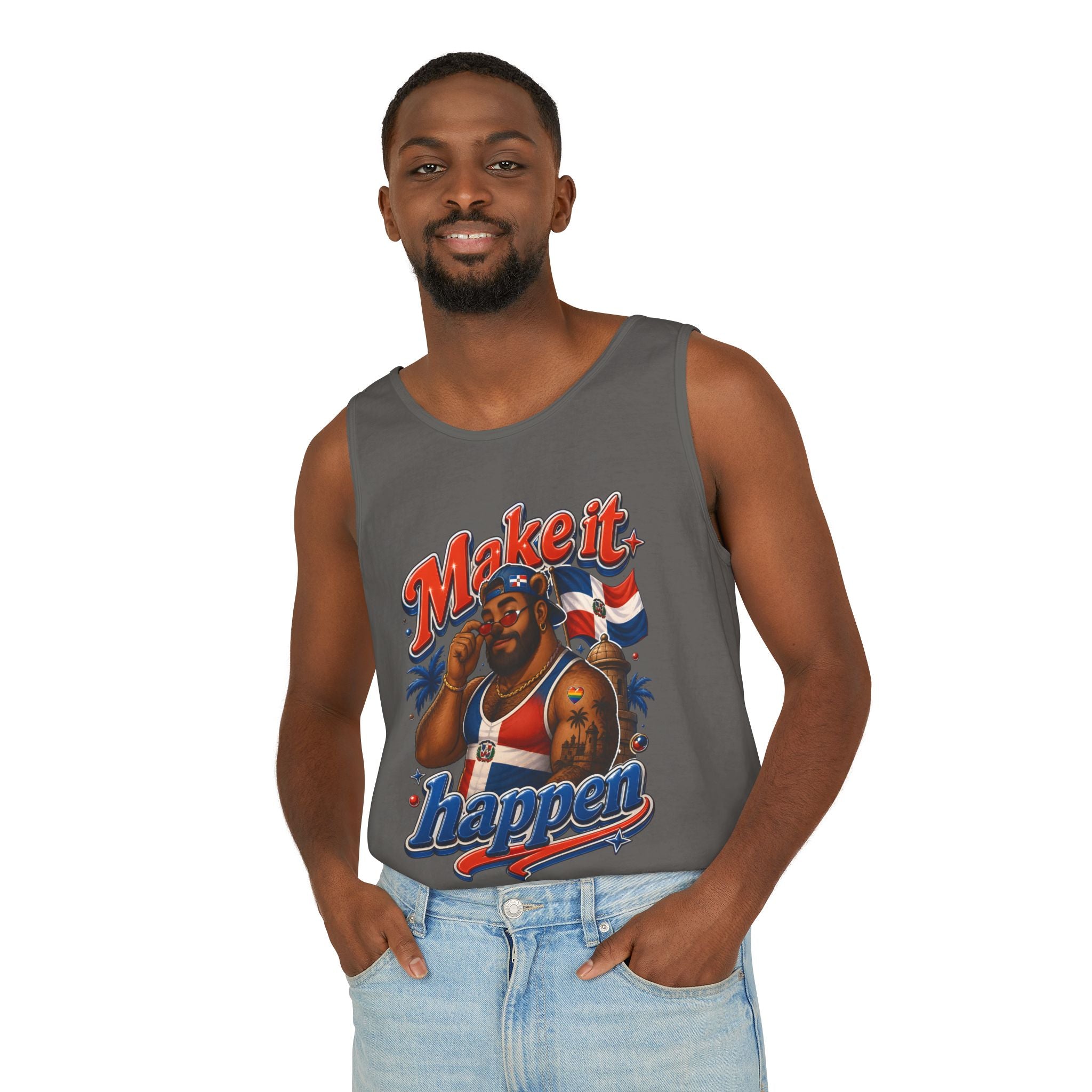 Make It Happen Tank Top — Retro Patriotic Motivational Muscle Tee
