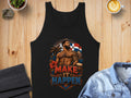 Black tank top with muscular man and Dominican flag, "Make it Happen".