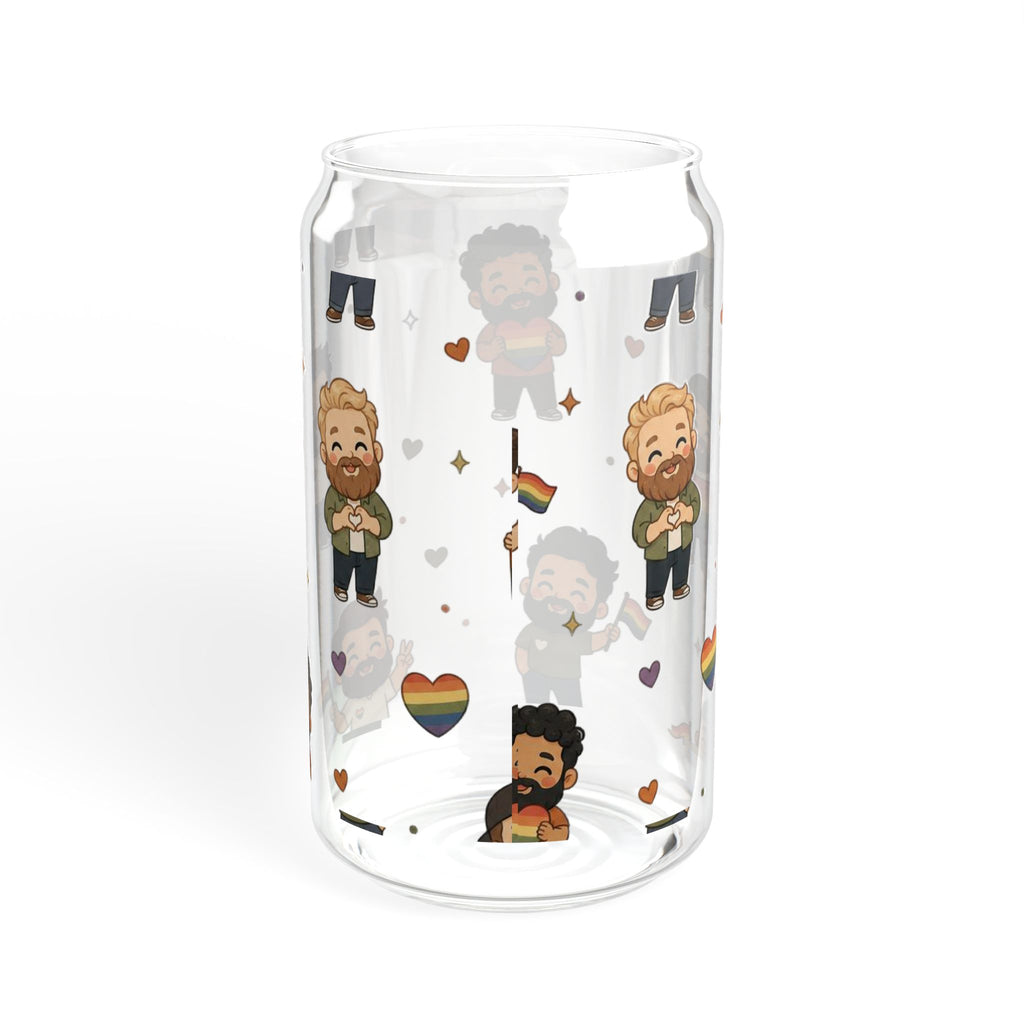 16oz Pride Cartoon Character Sipper Glass with Bamboo Lid & Straw