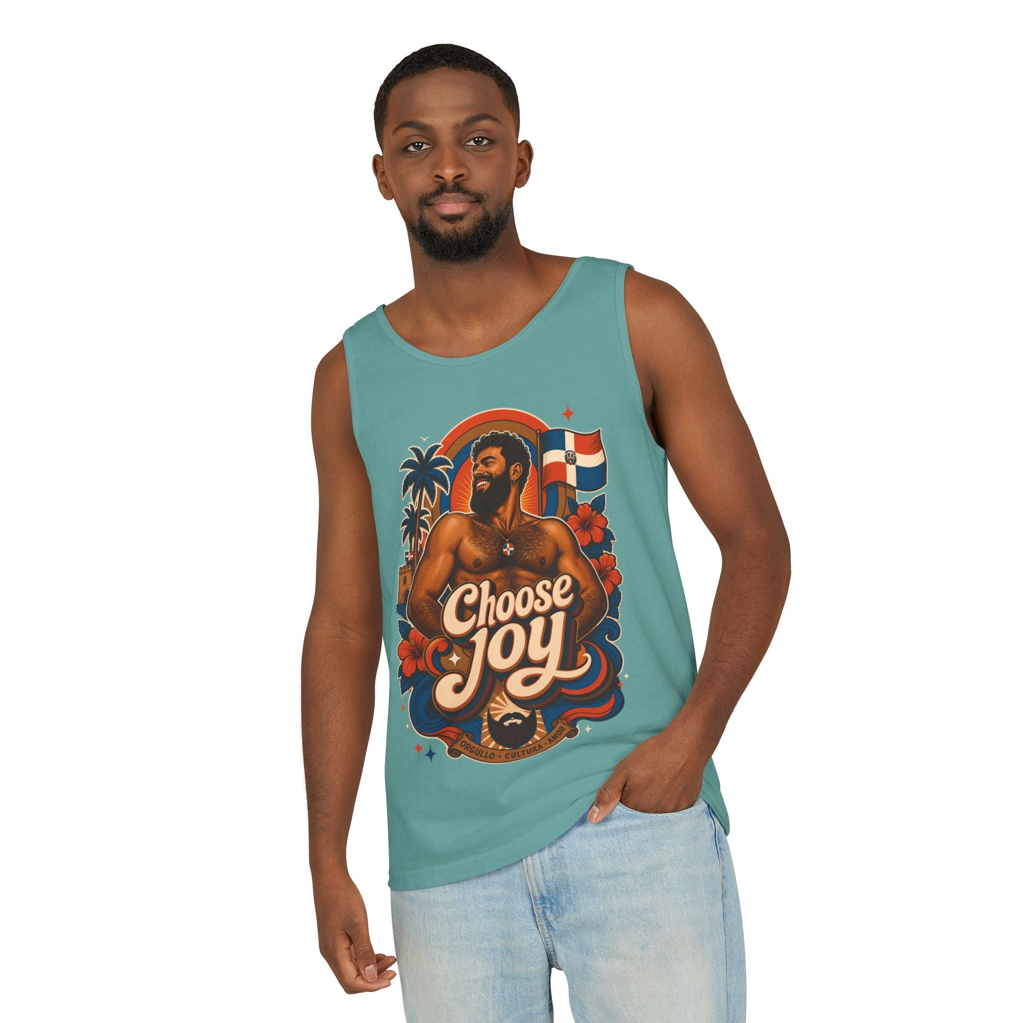 Choose Joy Tank Top — Vintage Tropical Pride Graphic Tank
