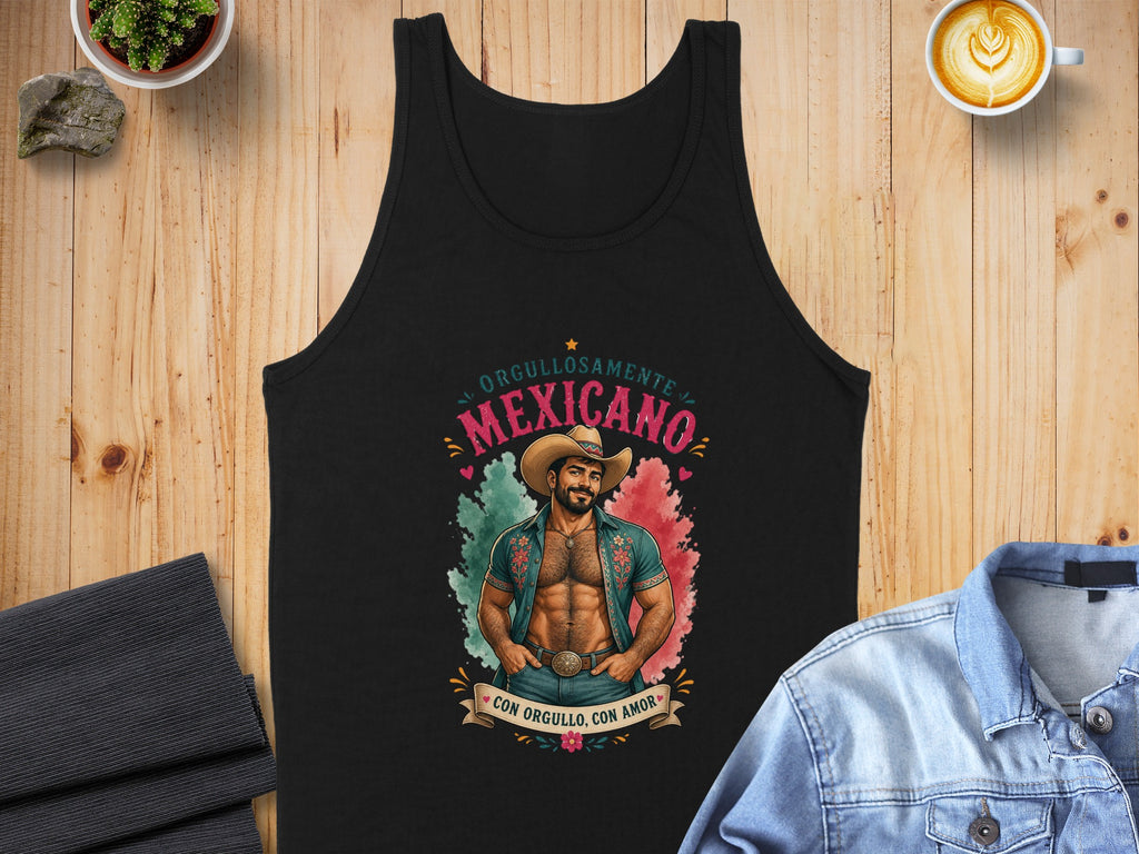 Tank top with "Orgullosamente Mexicano" text and illustration of a man.