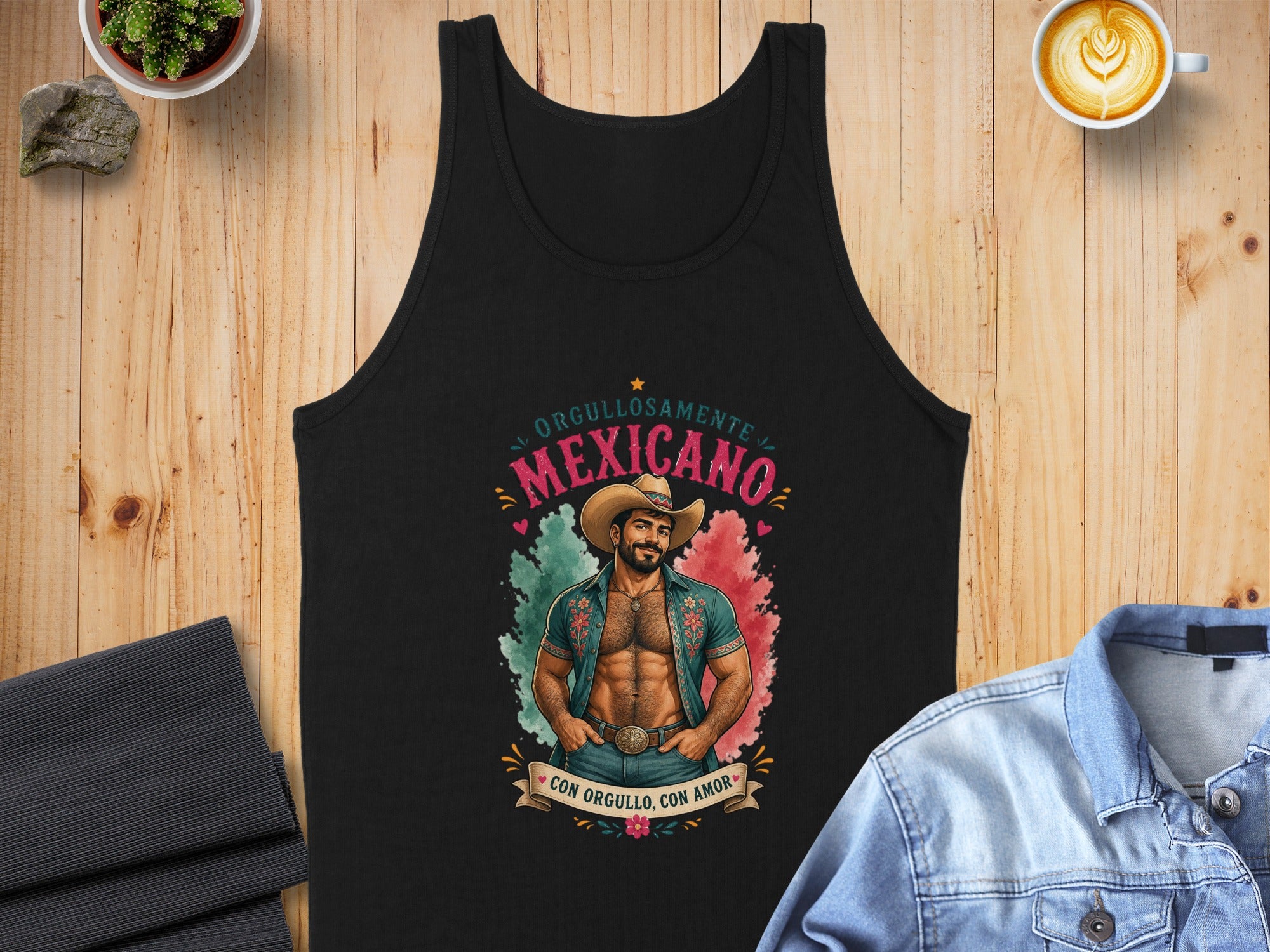 Tank top with "Orgullosamente Mexicano" text and illustration of a man.