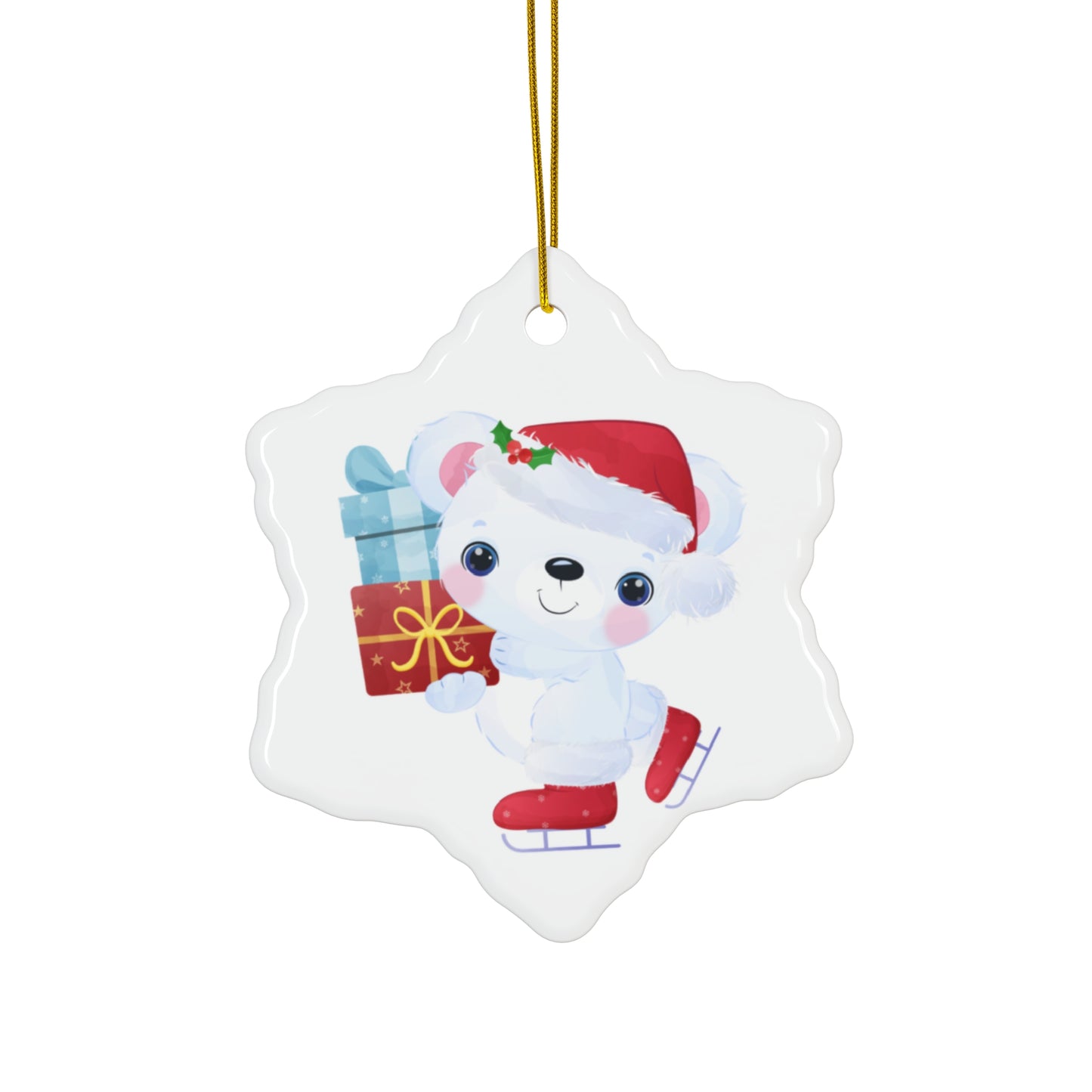 Festive Ice Skating Polar Bear Ornament - Cute Christmas Decoration for Holiday Cheer