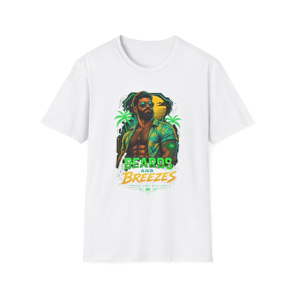 Beards and Breezes Tropical T-Shirt — Retro Beach Vibe Graphic Tee