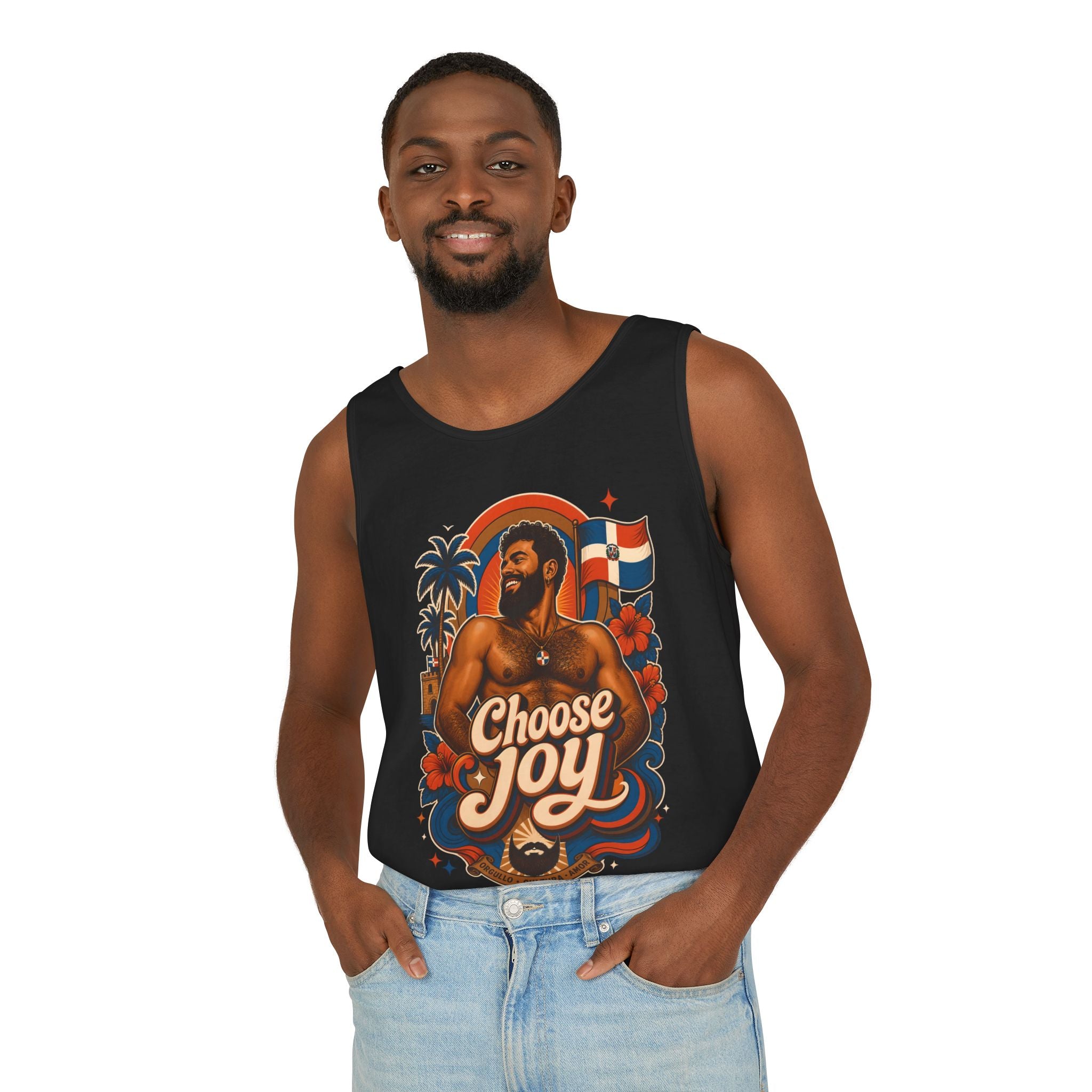 Choose Joy Tank Top — Vintage Tropical Pride Graphic Tank