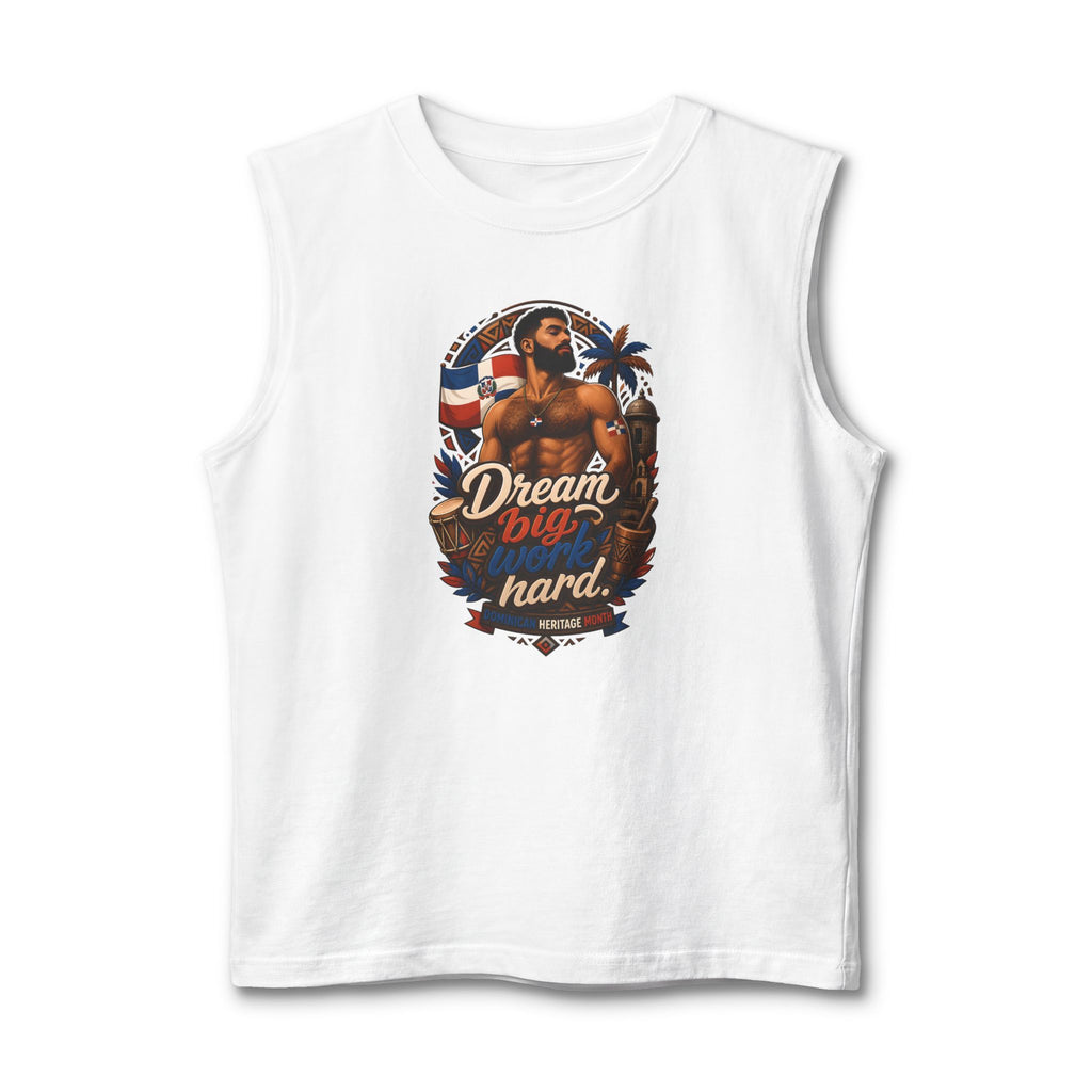 Dream Big Hard Muscle Tank — Retro Patriotic Surf Graphic Tank Top
