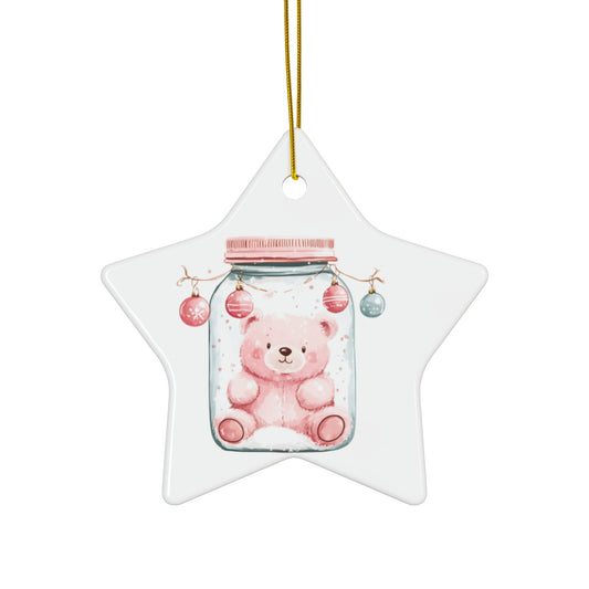 Cozy Teddy Bear Jar Ornament: Adorable Holiday Decor for a Whimsical Touch