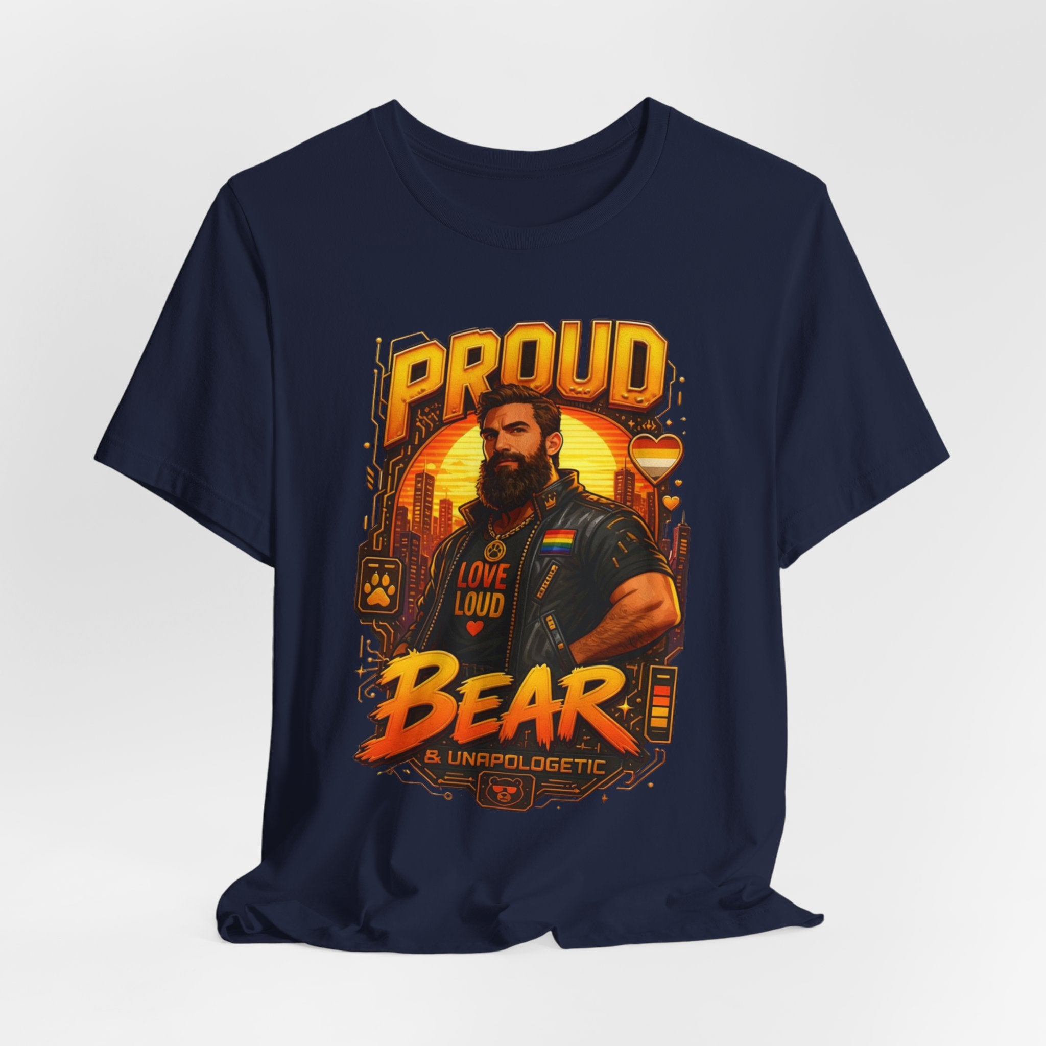 Proud Bear T-Shirt – Vintage Biker ‘Love Loud’ Graphic Tee
