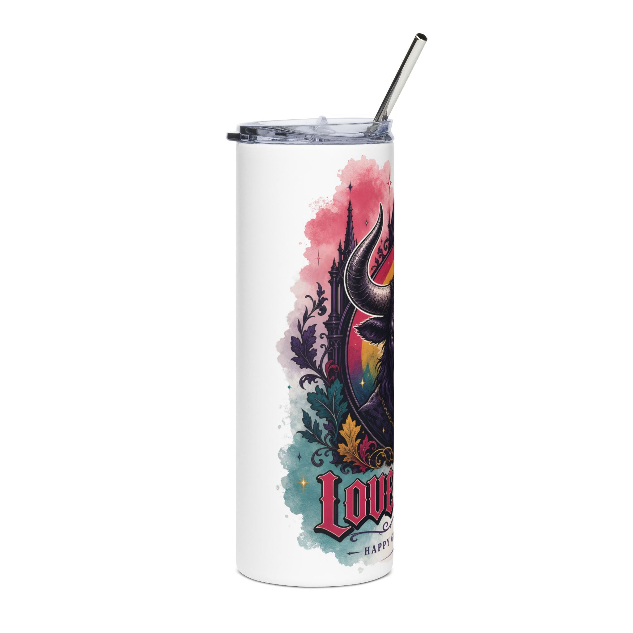 Pride Bull 20oz Stainless Tumbler — "Love Is Love" Rainbow Travel Cup