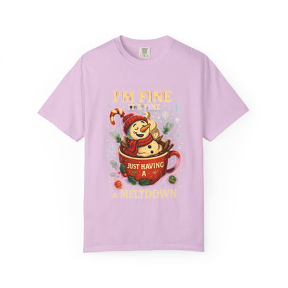 Funny Holiday T-Shirt: I'm Fine, Just Having a Meltdown, Unisex Gift, Christmas Humor Top, Seasonal Tee, Lighthearted Apparel