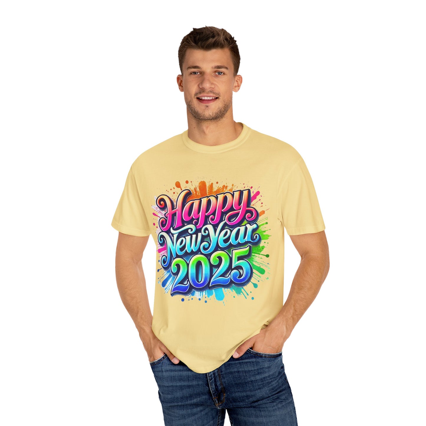 Happy New Year 2025 Unisex Garment-Dyed T-Shirt | Festive Celebration Tee