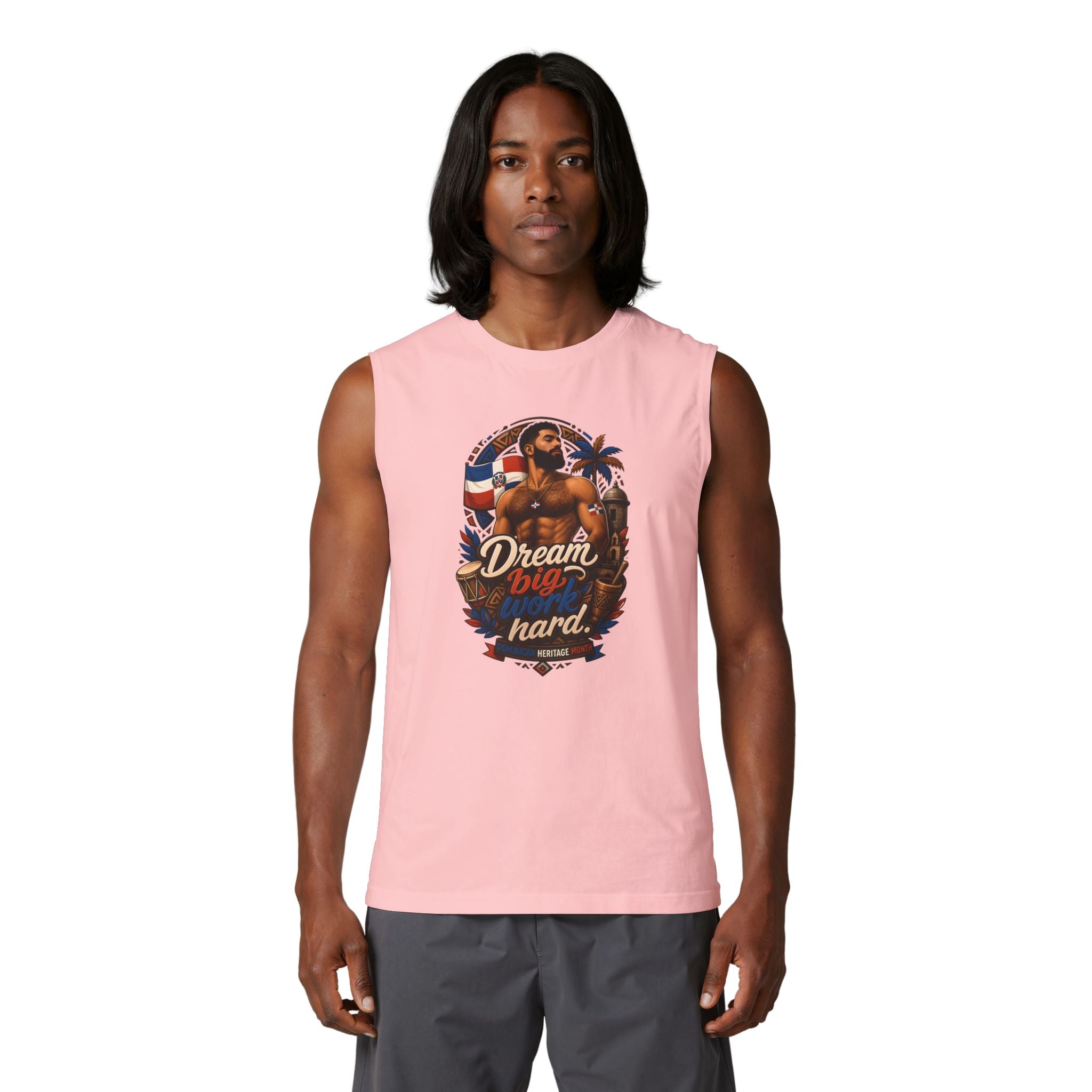Dream Big Hard Muscle Tank — Retro Patriotic Surf Graphic Tank Top
