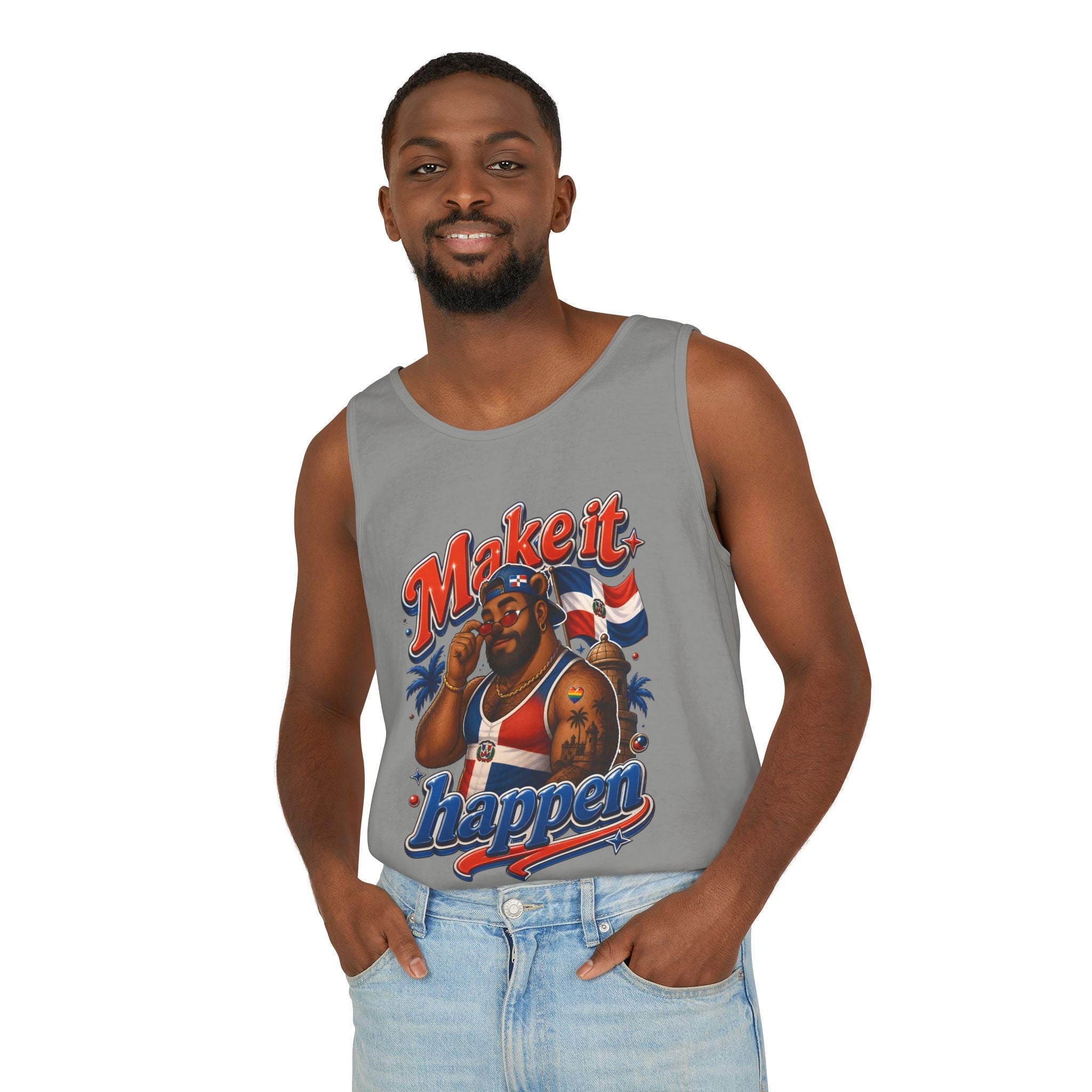 Make It Happen Tank Top — Retro Patriotic Motivational Muscle Tee