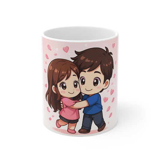 Cute Chibi Couple Ceramic Mug – Romantic 11oz/15oz Coffee Cup