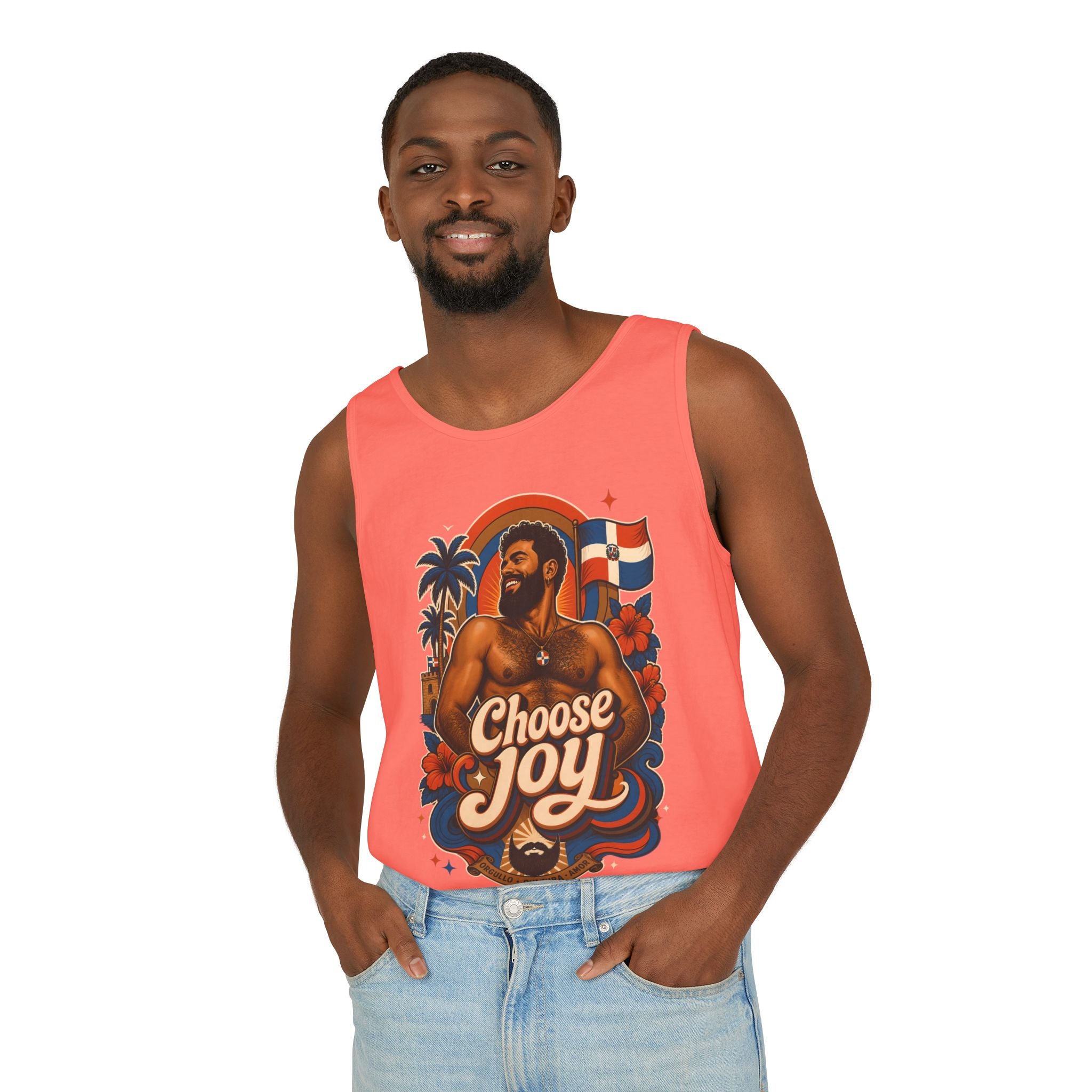 Choose Joy Tank Top — Vintage Tropical Pride Graphic Tank