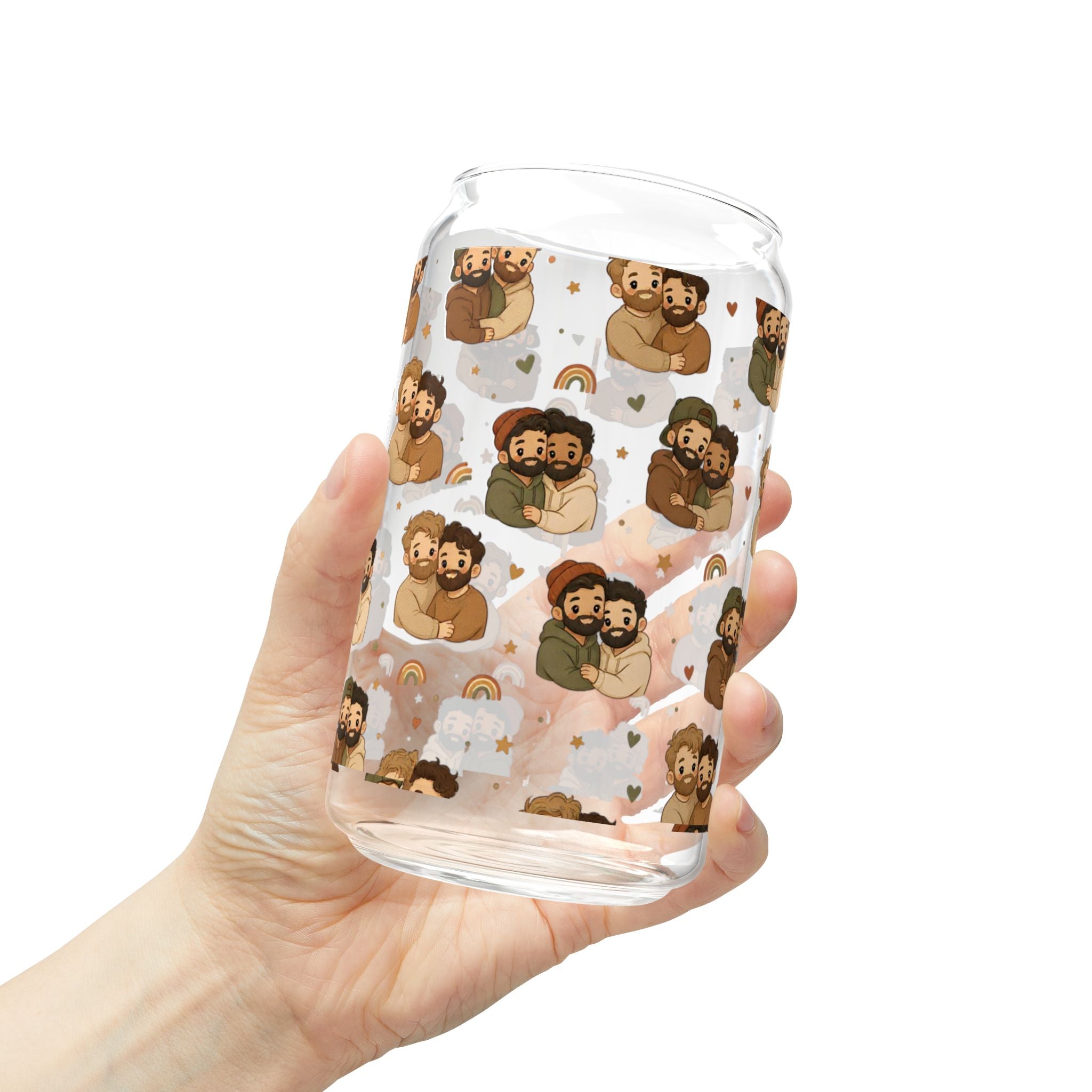 Bear Family 16oz Sipper Glass with Bamboo Lid – Cute Woodland Cubs Pattern