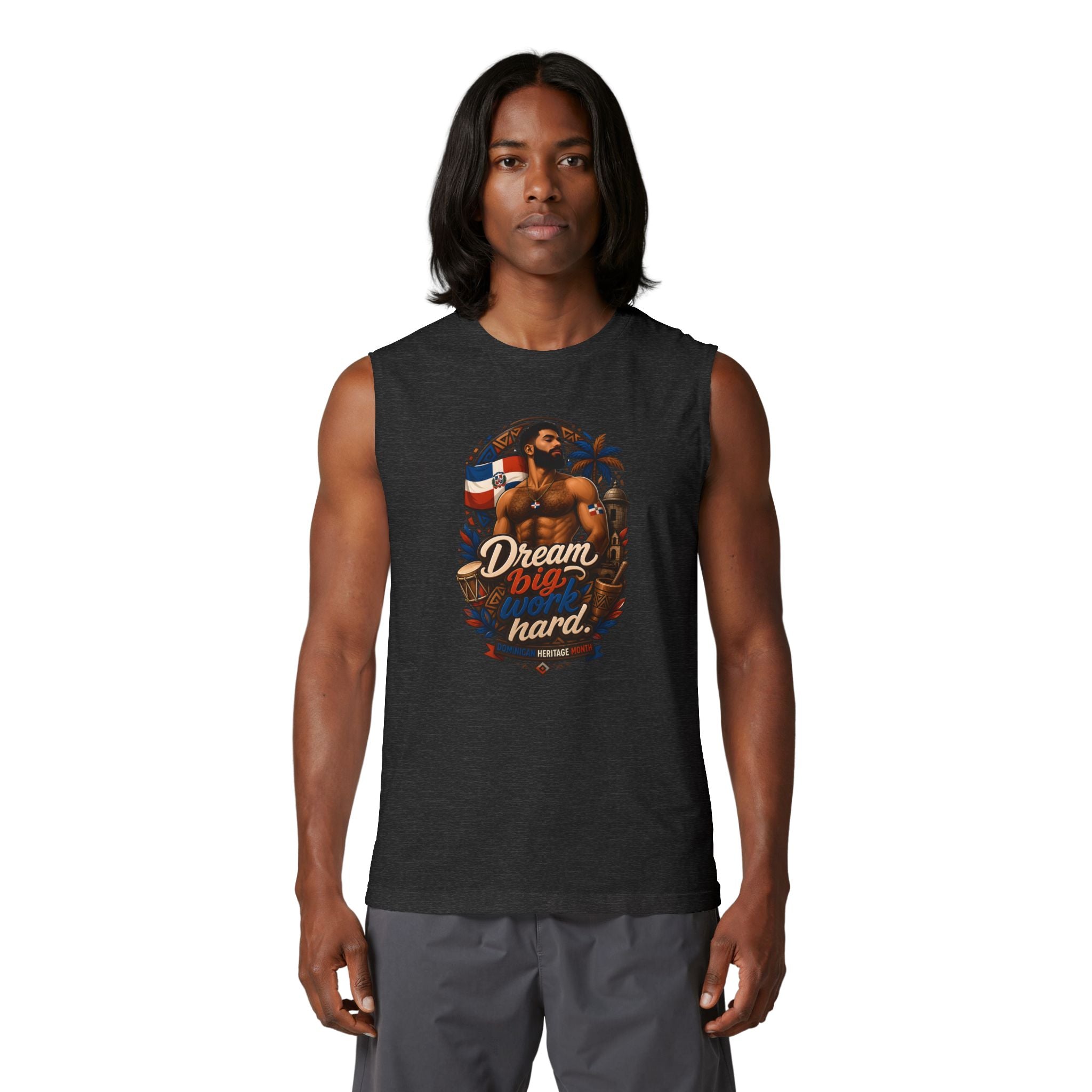 Dream Big Hard Muscle Tank — Retro Patriotic Surf Graphic Tank Top