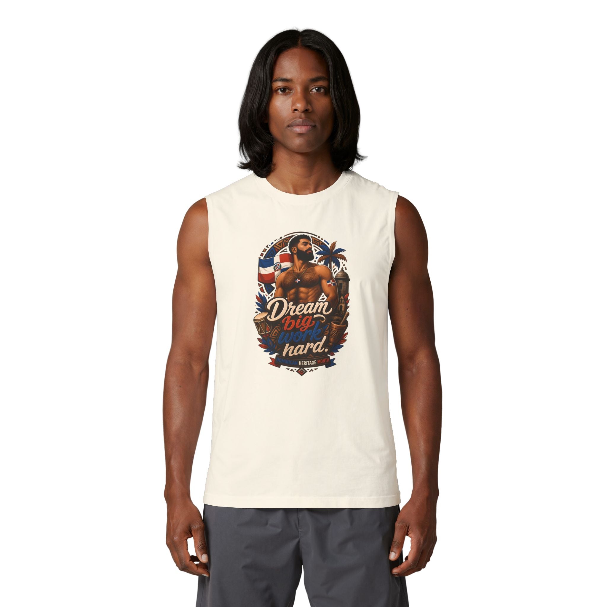 Dream Big Hard Muscle Tank — Retro Patriotic Surf Graphic Tank Top