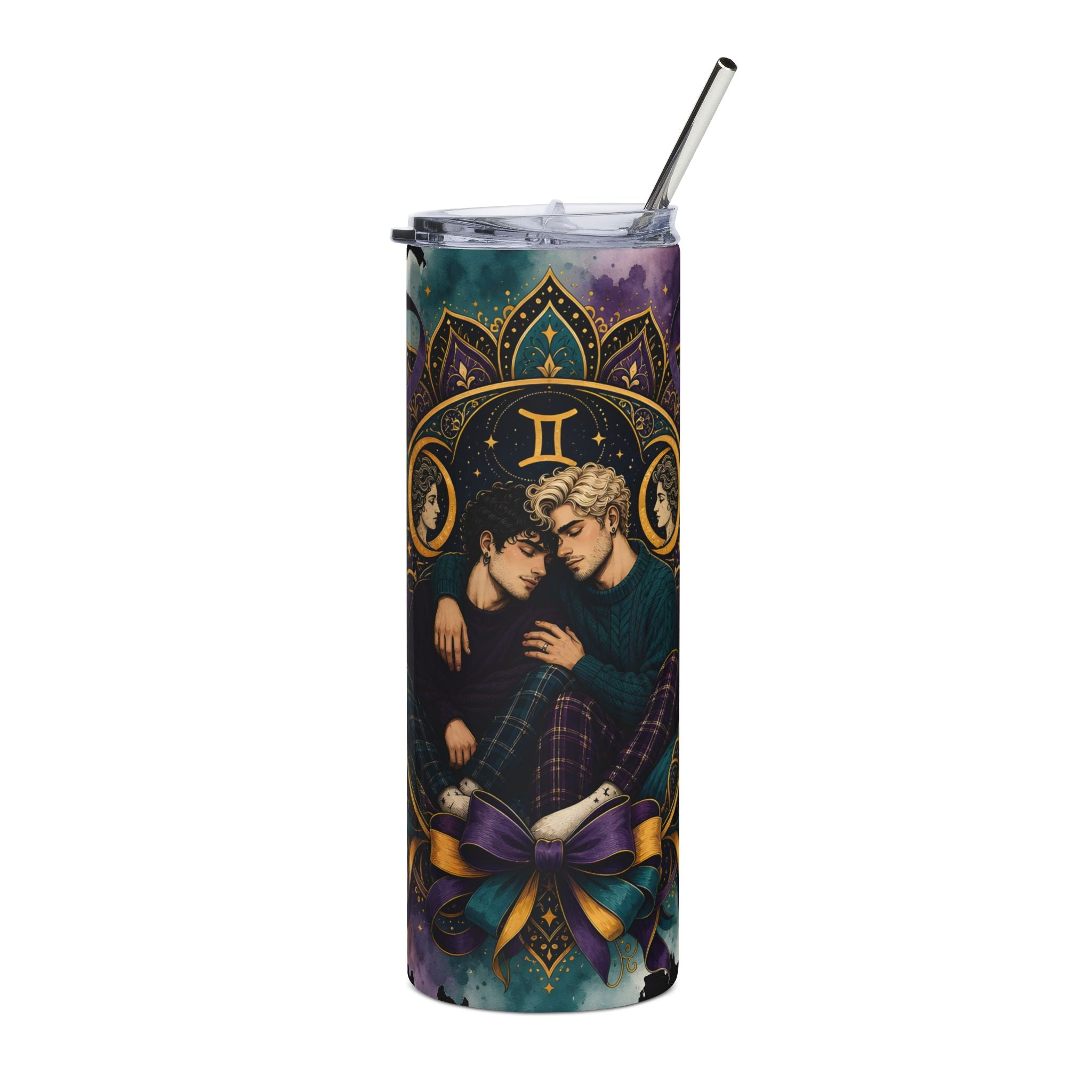 Gemini Zodiac 20oz Stainless Tumbler — Cozy Couple Astrology Design