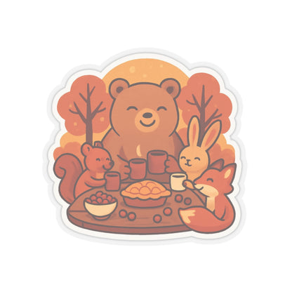 Autumn Animal Gathering Stickers, Cute Bear and Friends, Fall Decor, Nature Lovers, Laptop Decor, Gift for Kids and Adults