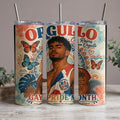 Trio of tumblers for Gay Pride Month with vintage illustrations and Spanish text.