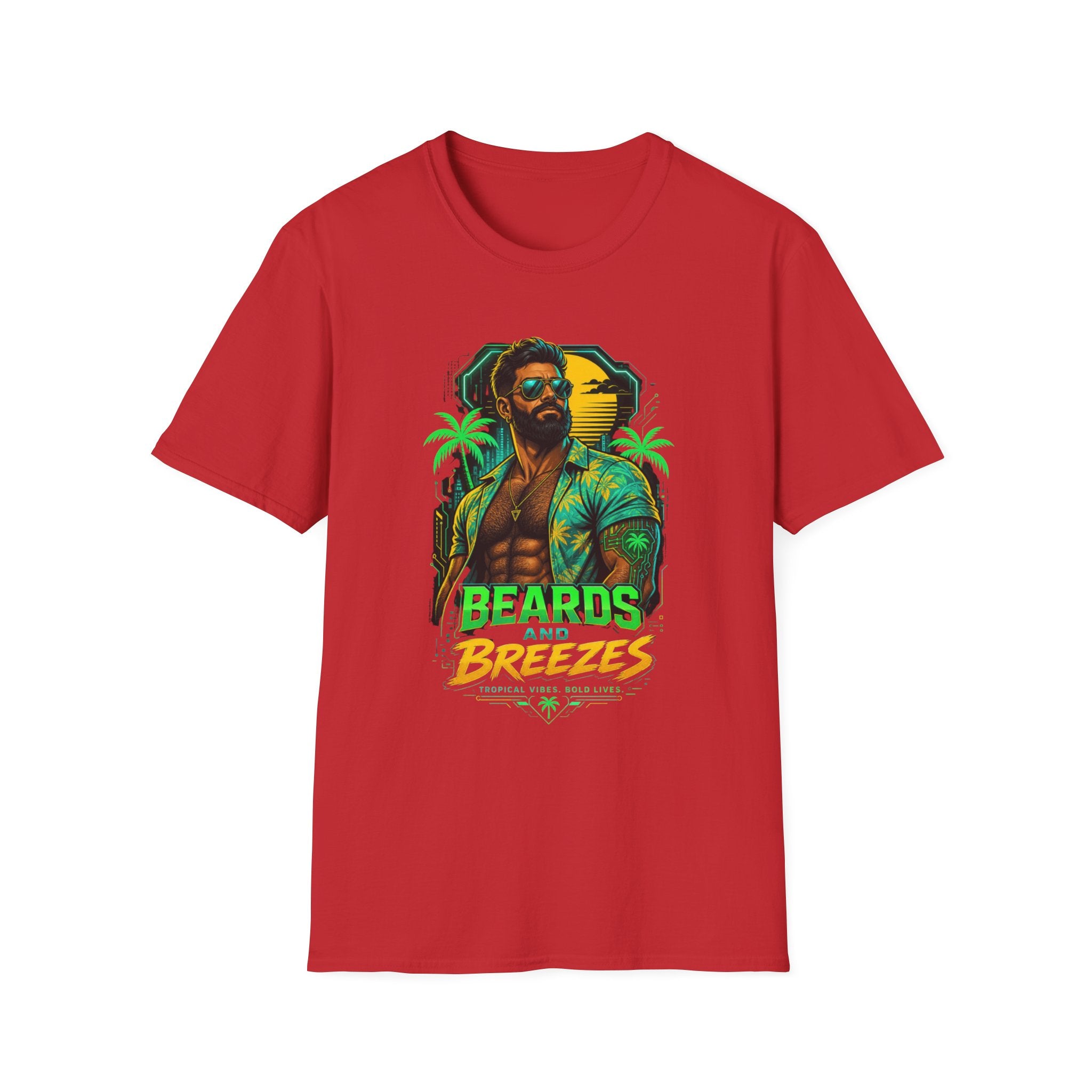 Beards and Breezes Tropical T-Shirt — Retro Beach Vibe Graphic Tee
