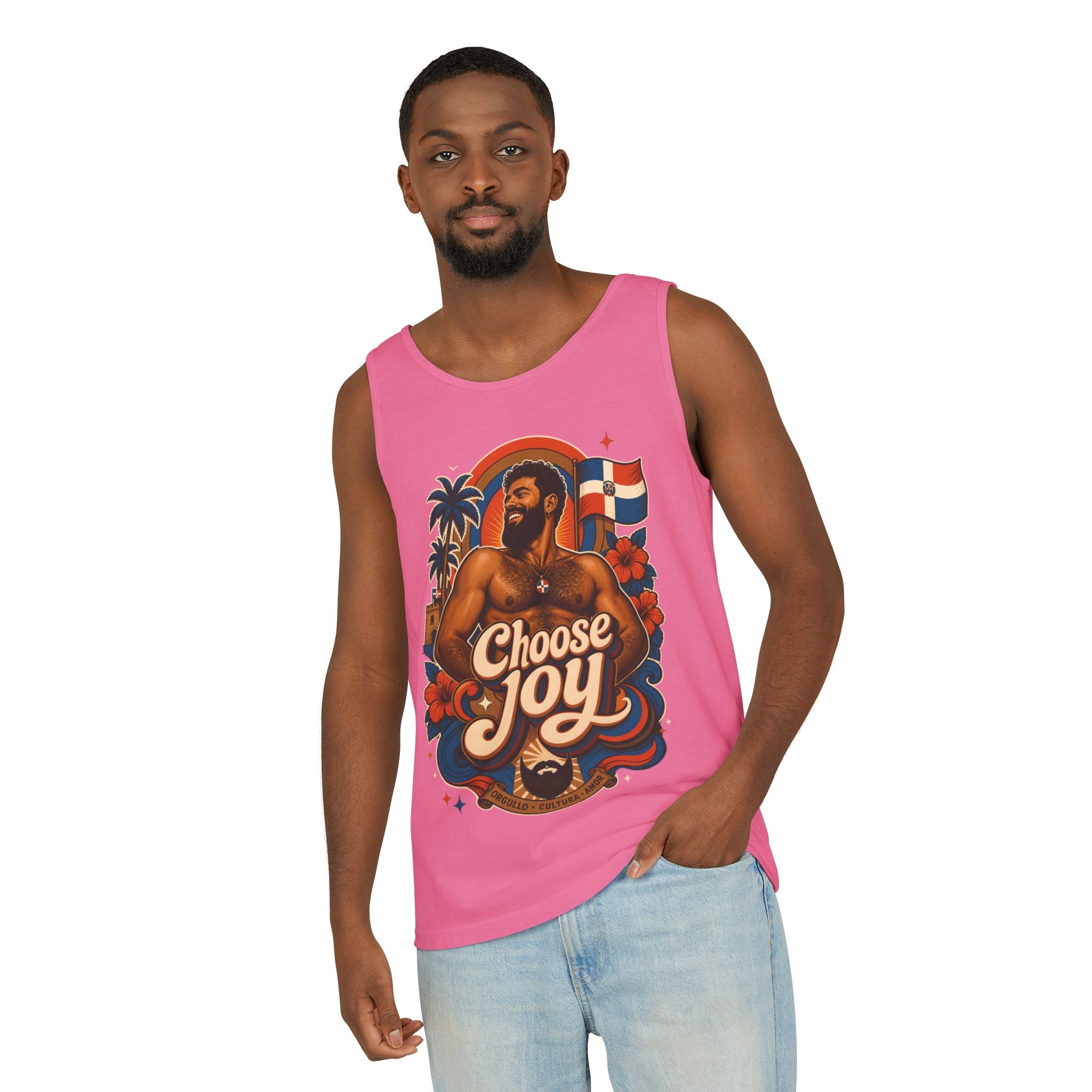 Choose Joy Tank Top — Vintage Tropical Pride Graphic Tank