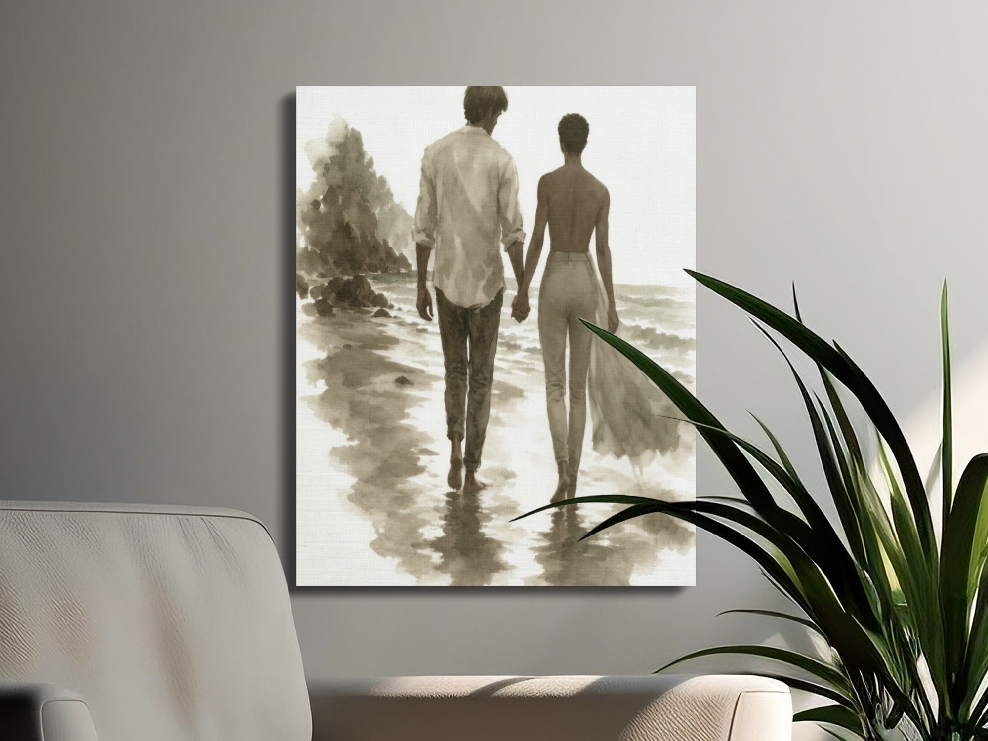 Couple walking hand