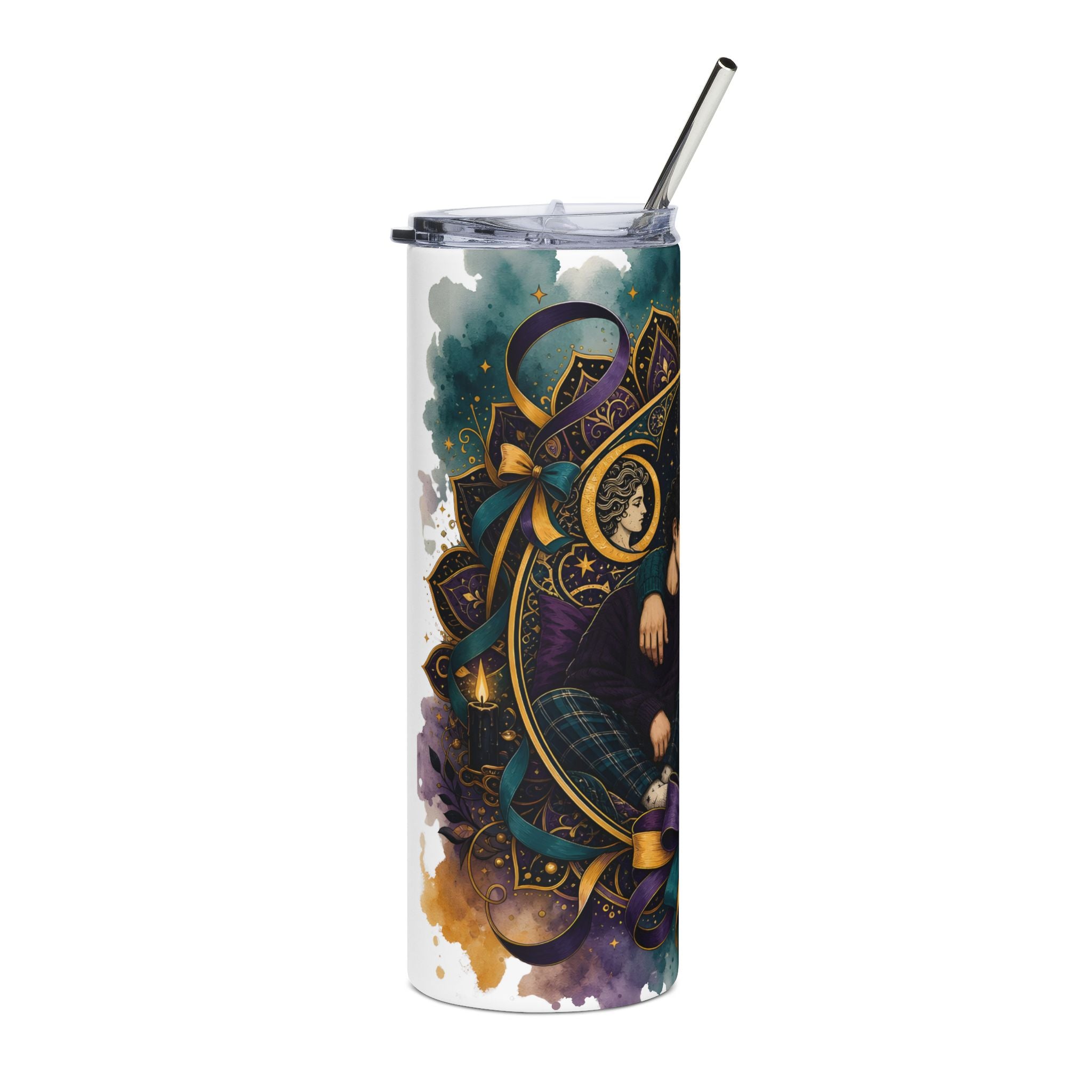 Gemini Zodiac 20oz Stainless Tumbler — Cozy Couple Astrology Design