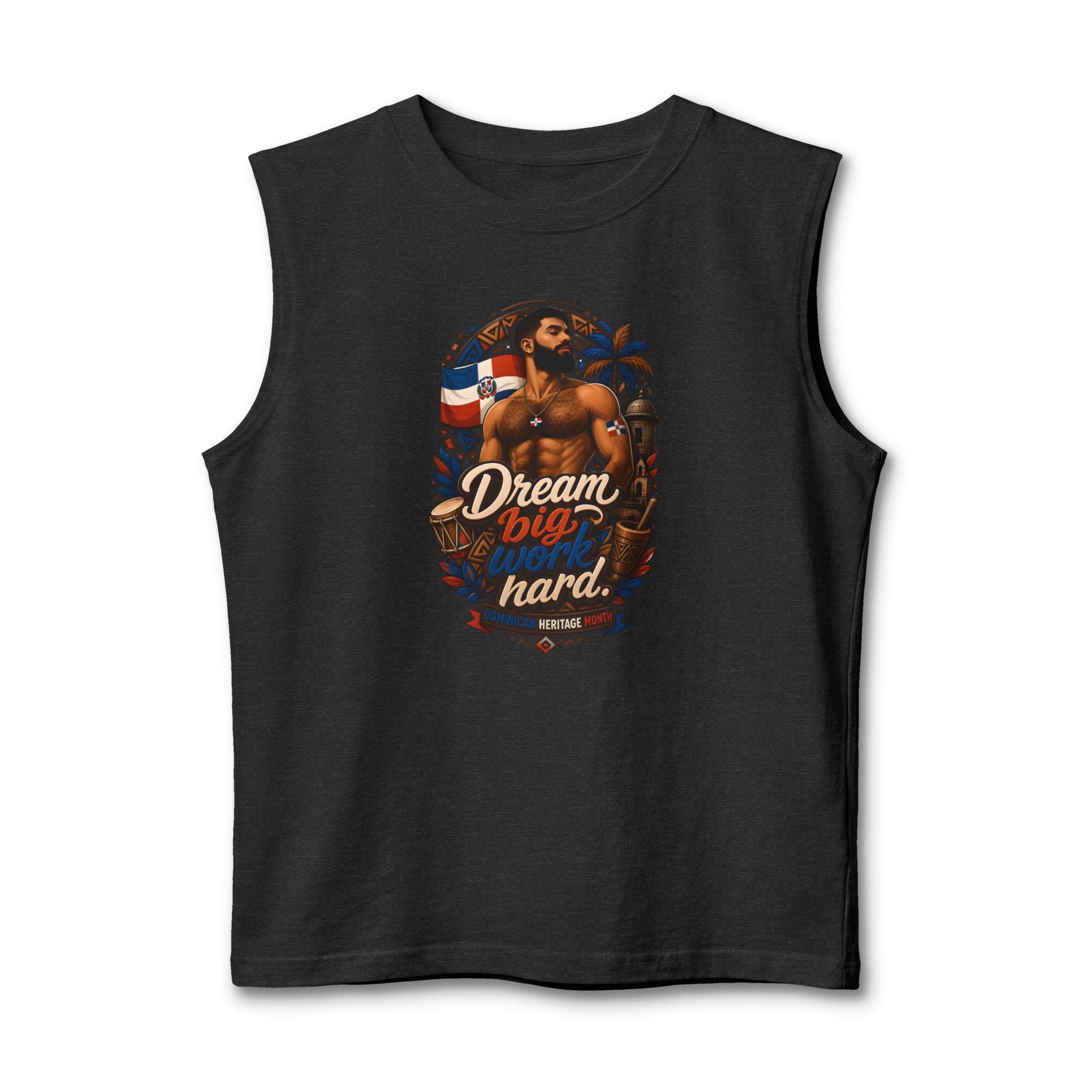 Dream Big Hard Muscle Tank — Retro Patriotic Surf Graphic Tank Top